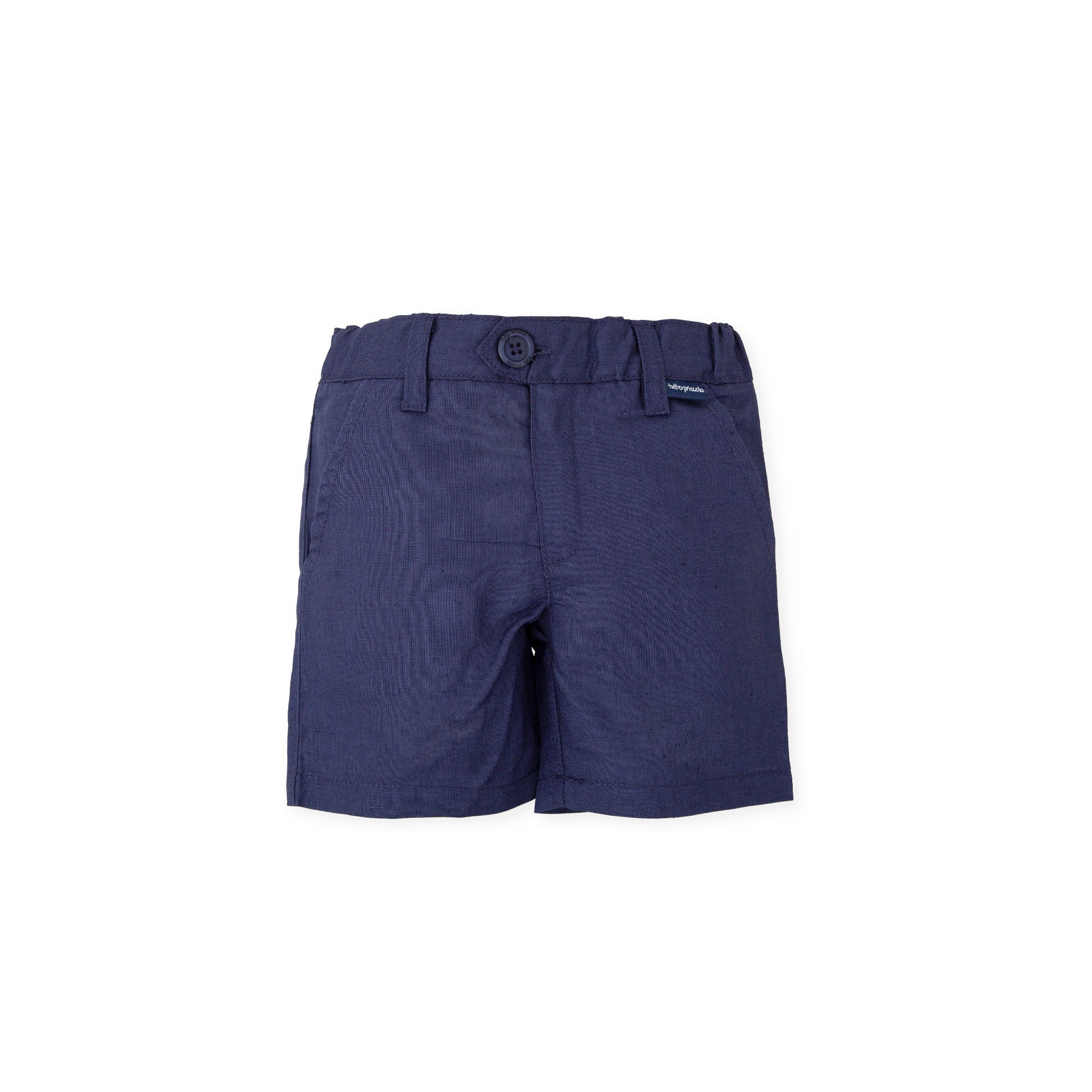 Bermuda Shorts Navy Blue Tailored Shorts Classic Linen-Blend