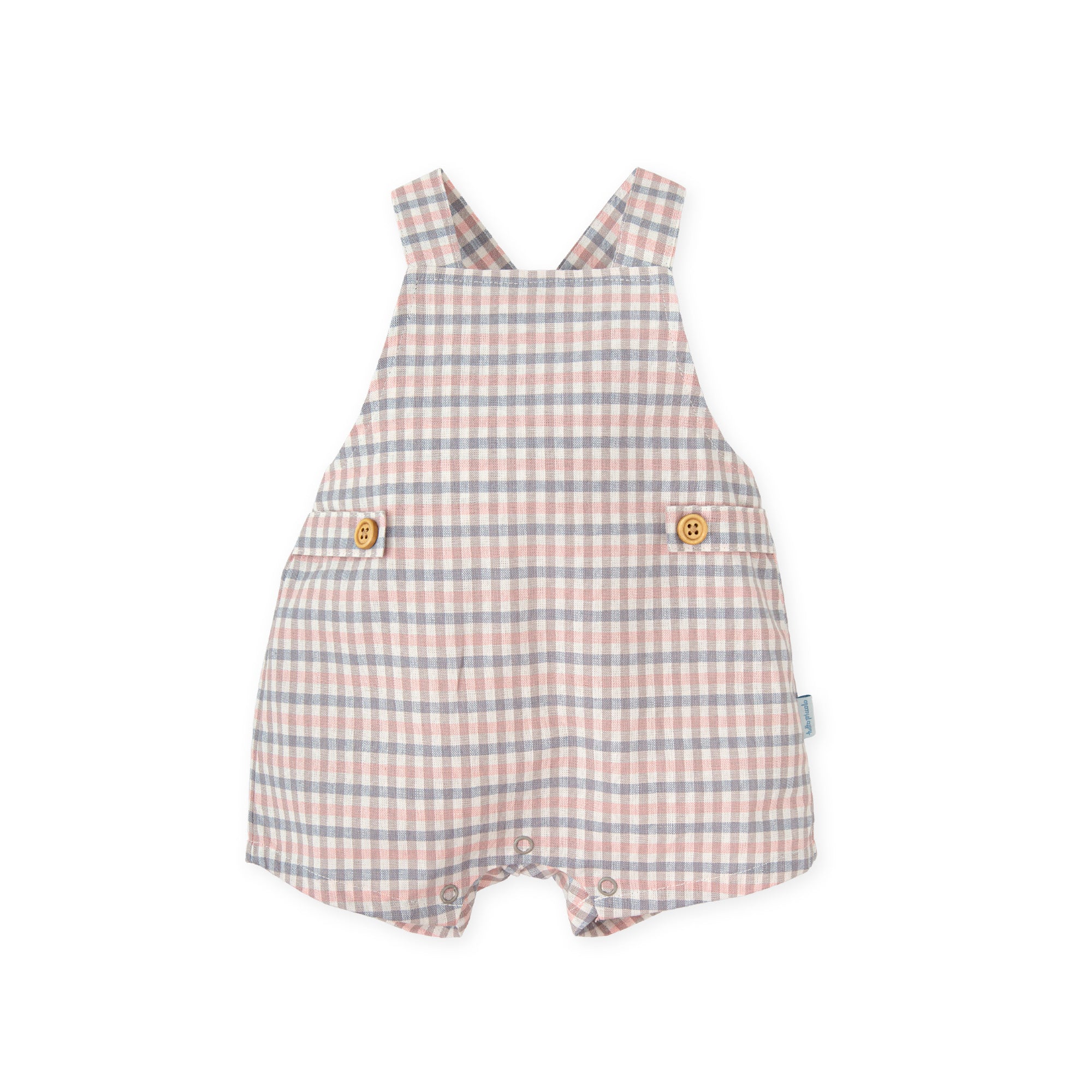 Baby Boy Gingham Romper – Blue , Pink & Beige | 100% Cotton Classic Dungaree