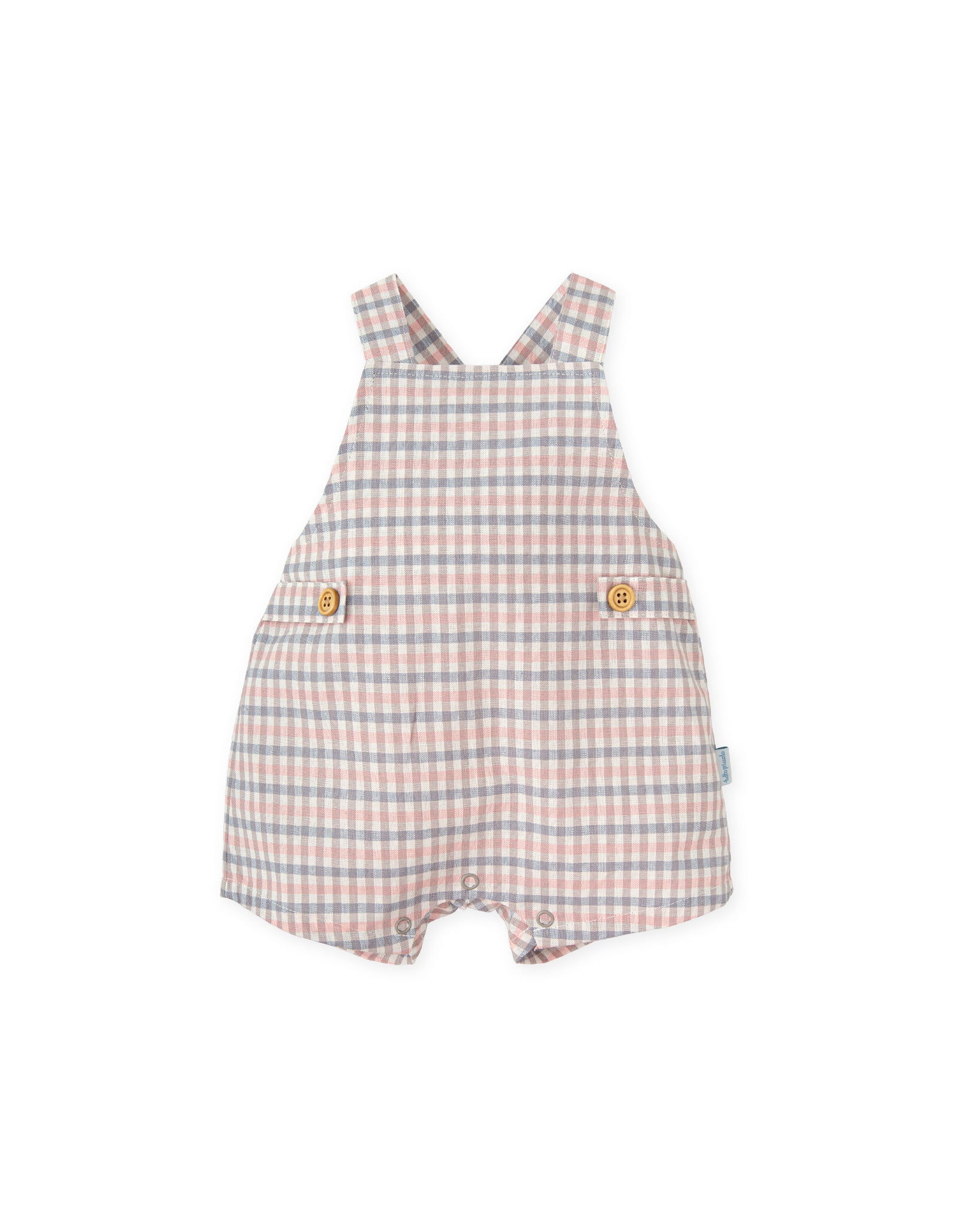 Baby Boy Gingham Romper – Blue, Pink Beige 100% Cotton Classic