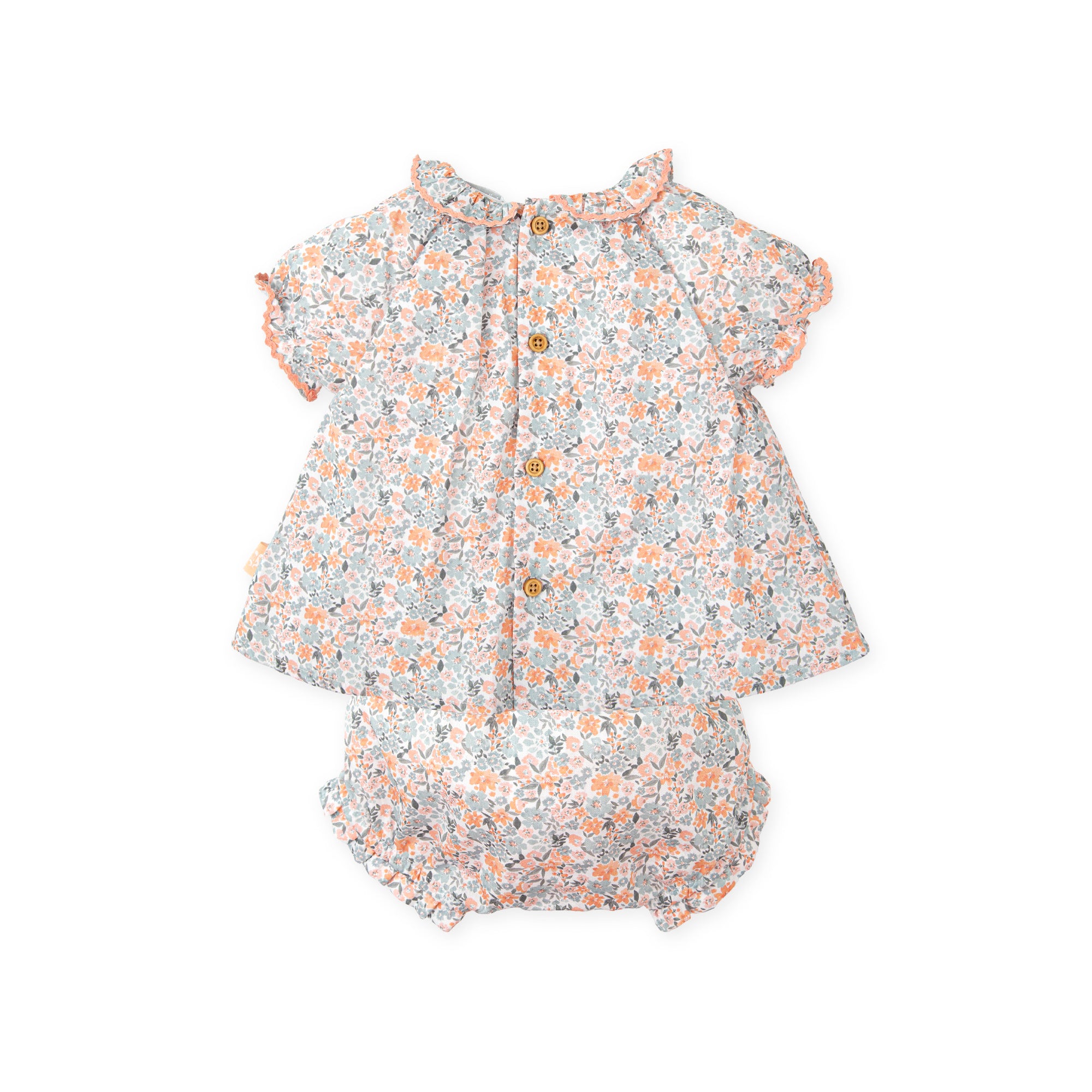 Baby Girl Outfit Set – Floral Blouse & Ruffled Bloomers | 100% Cotton