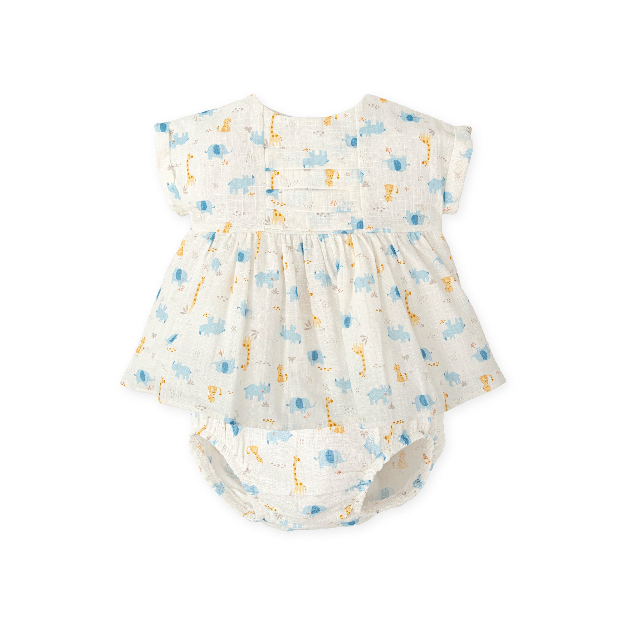 Baby Outfit Set – Safari Animal Dress & Bloomers | 100% Cotton
