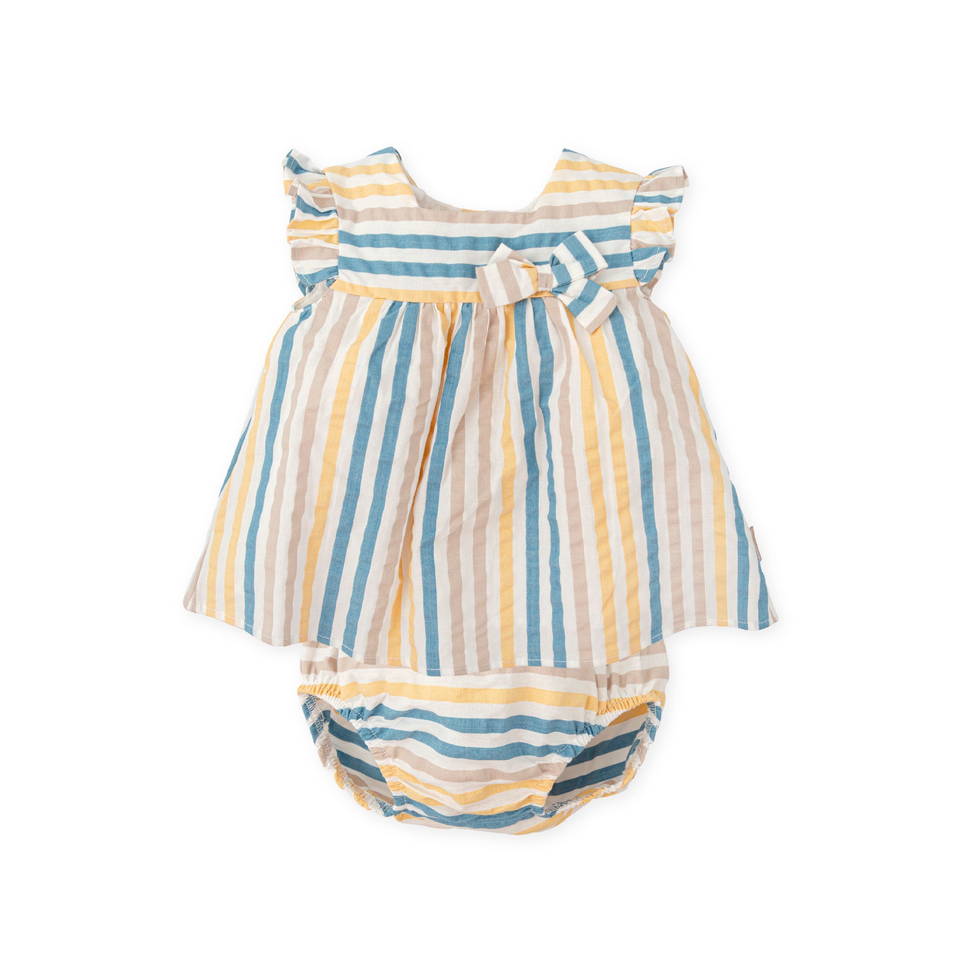 Baby Girl Outfit Set – Striped Ruffle Top & Bloomers | 100% Cotton