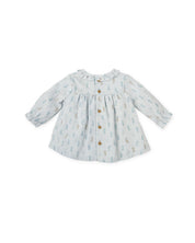 BABY DRESS WITH A BLUE BUNNY PRINT