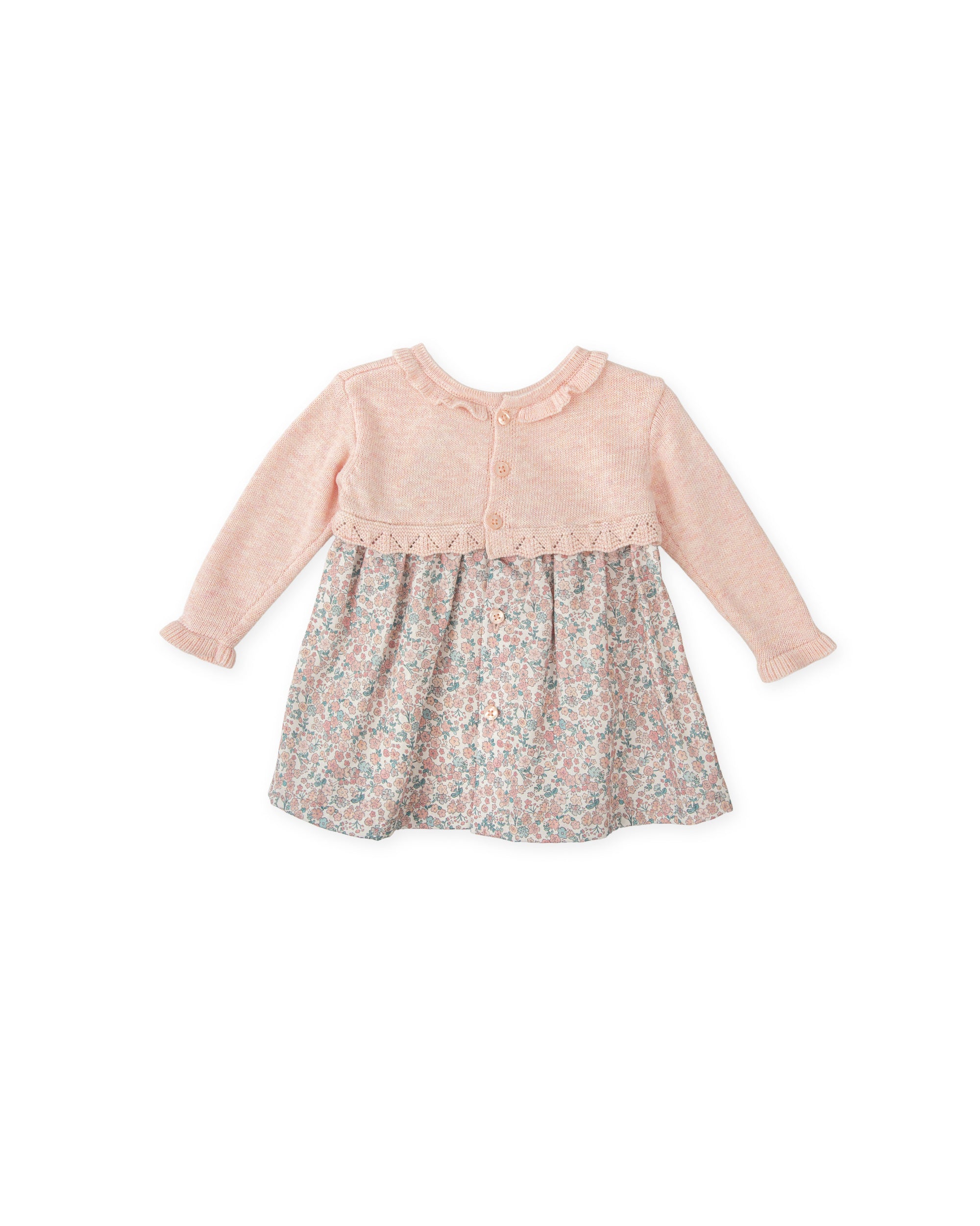 BABY KNIT DRESS IN PINK FLORAL