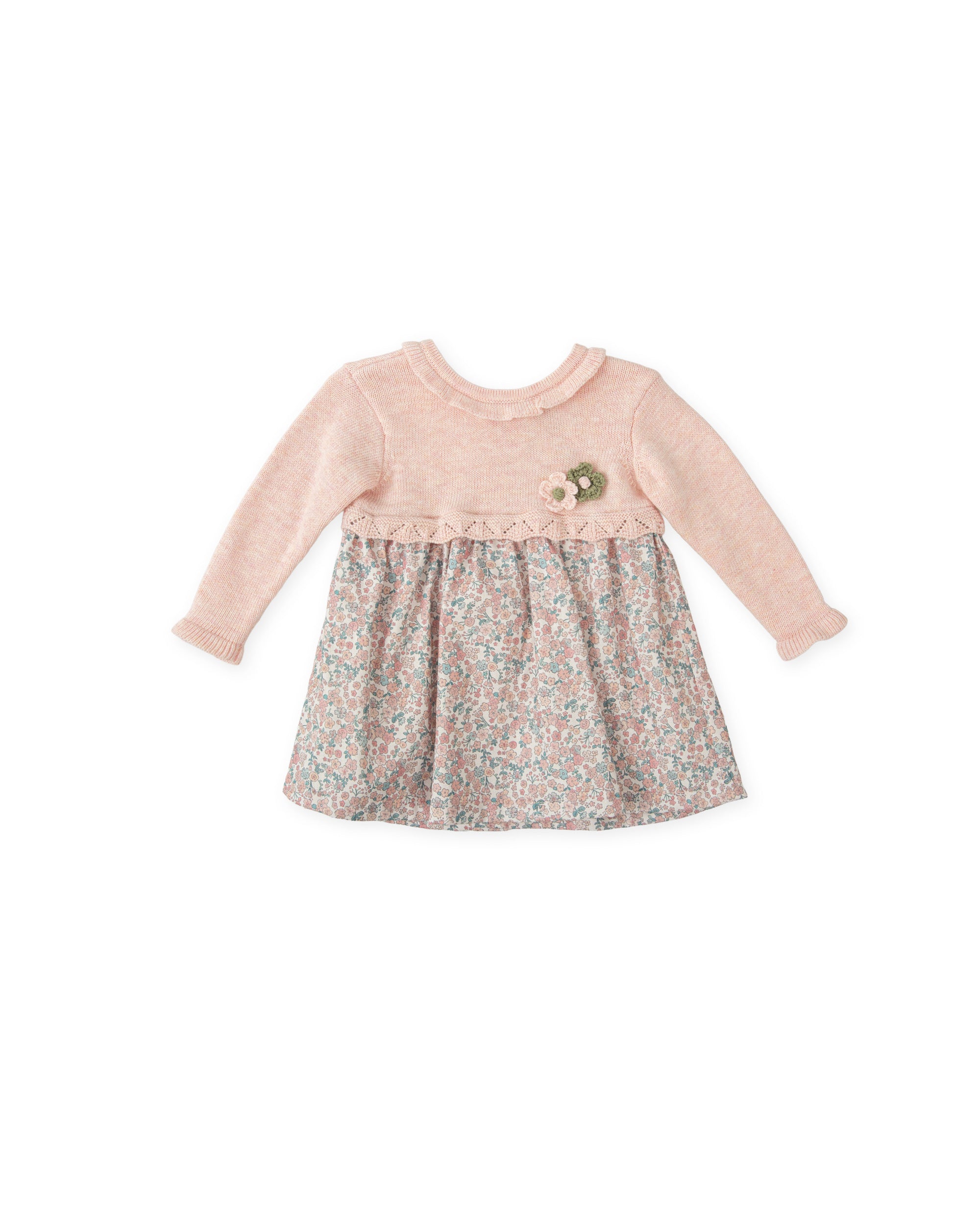 BABY KNIT DRESS IN PINK FLORAL