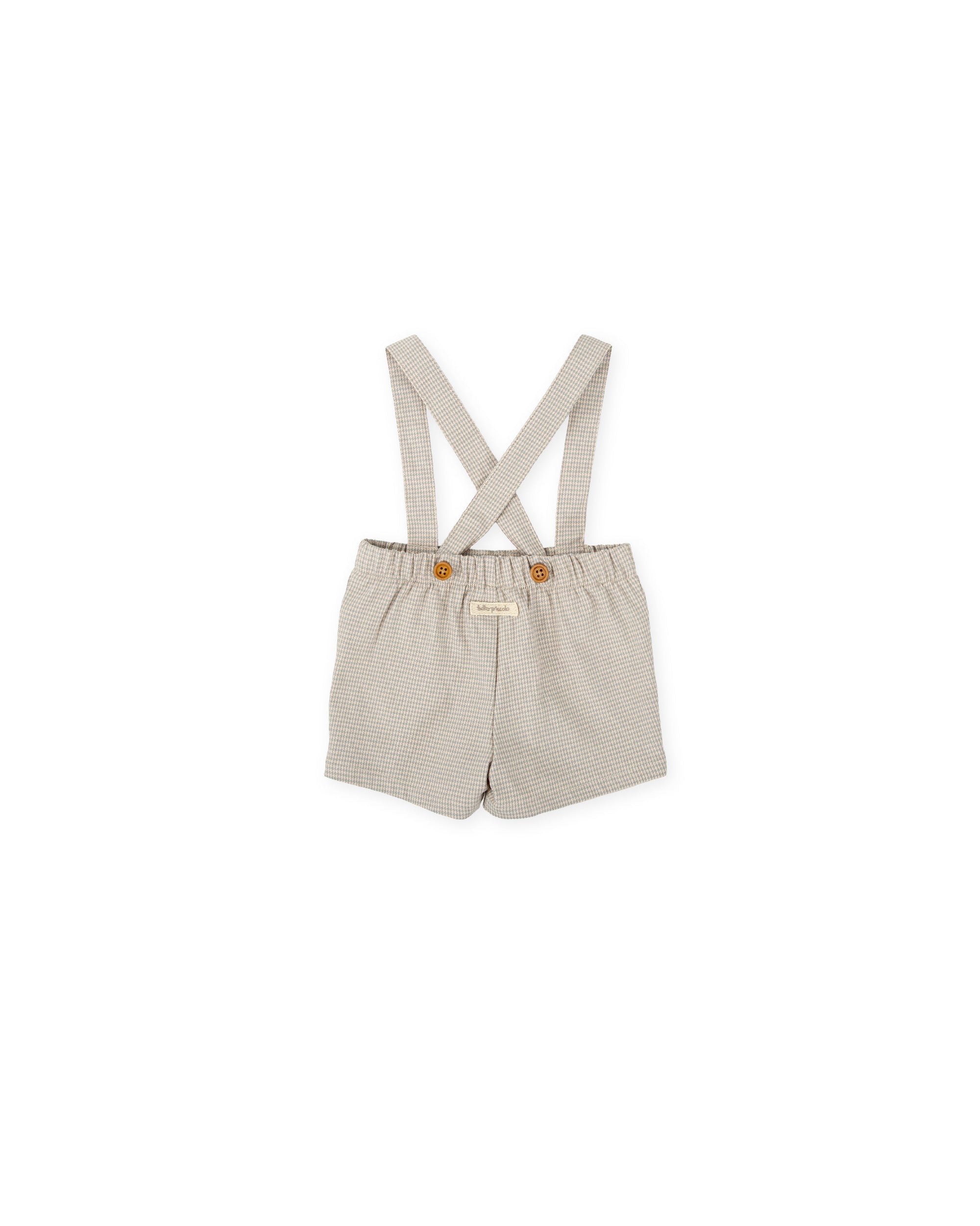 BABY SUSPENDER SHORTS IN BEIGE HOUNDSTOOTH