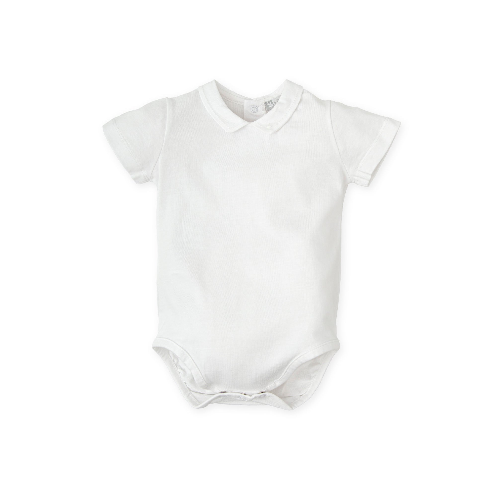 Baby Bodysuit – Classic White with Peter Pan Collar | 100% Cotton