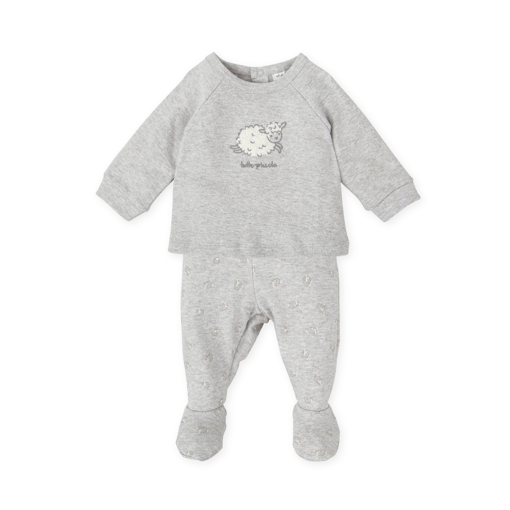 2 PCS PYJAMA WITH FEET GREY