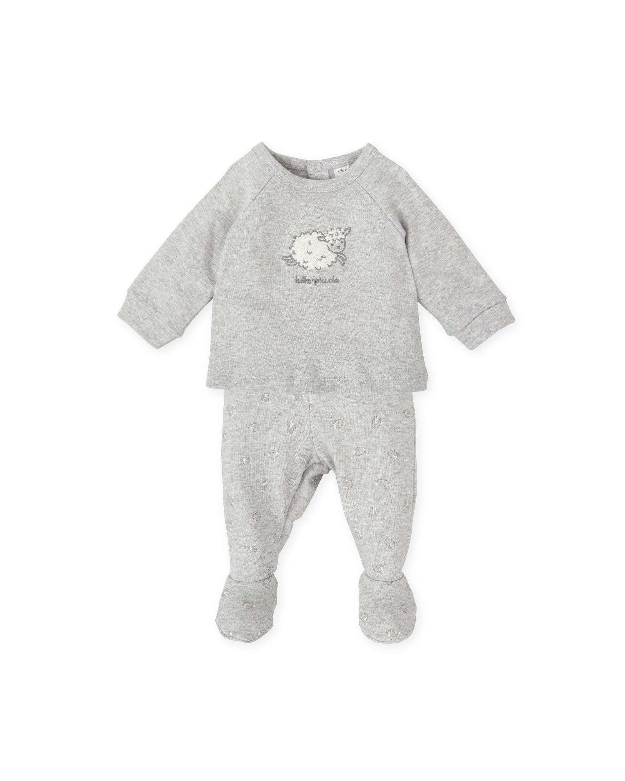 2 PCS PYJAMA WITH FEET GREY