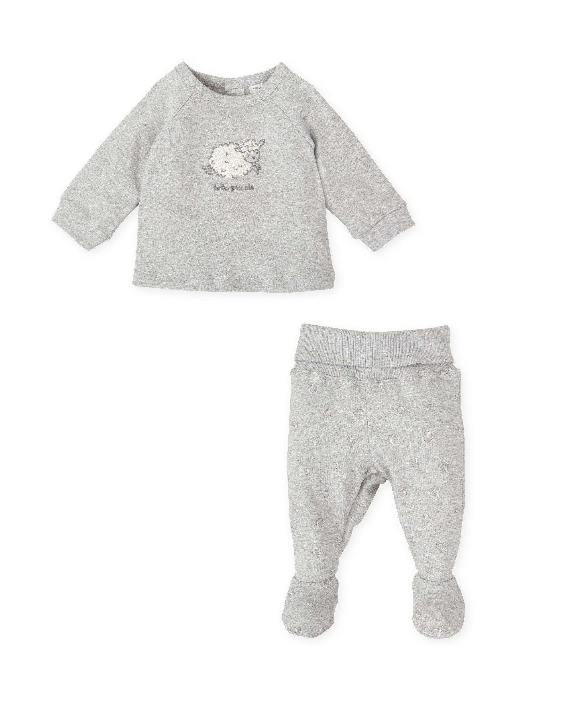 2 PCS PYJAMA WITH FEET GREY