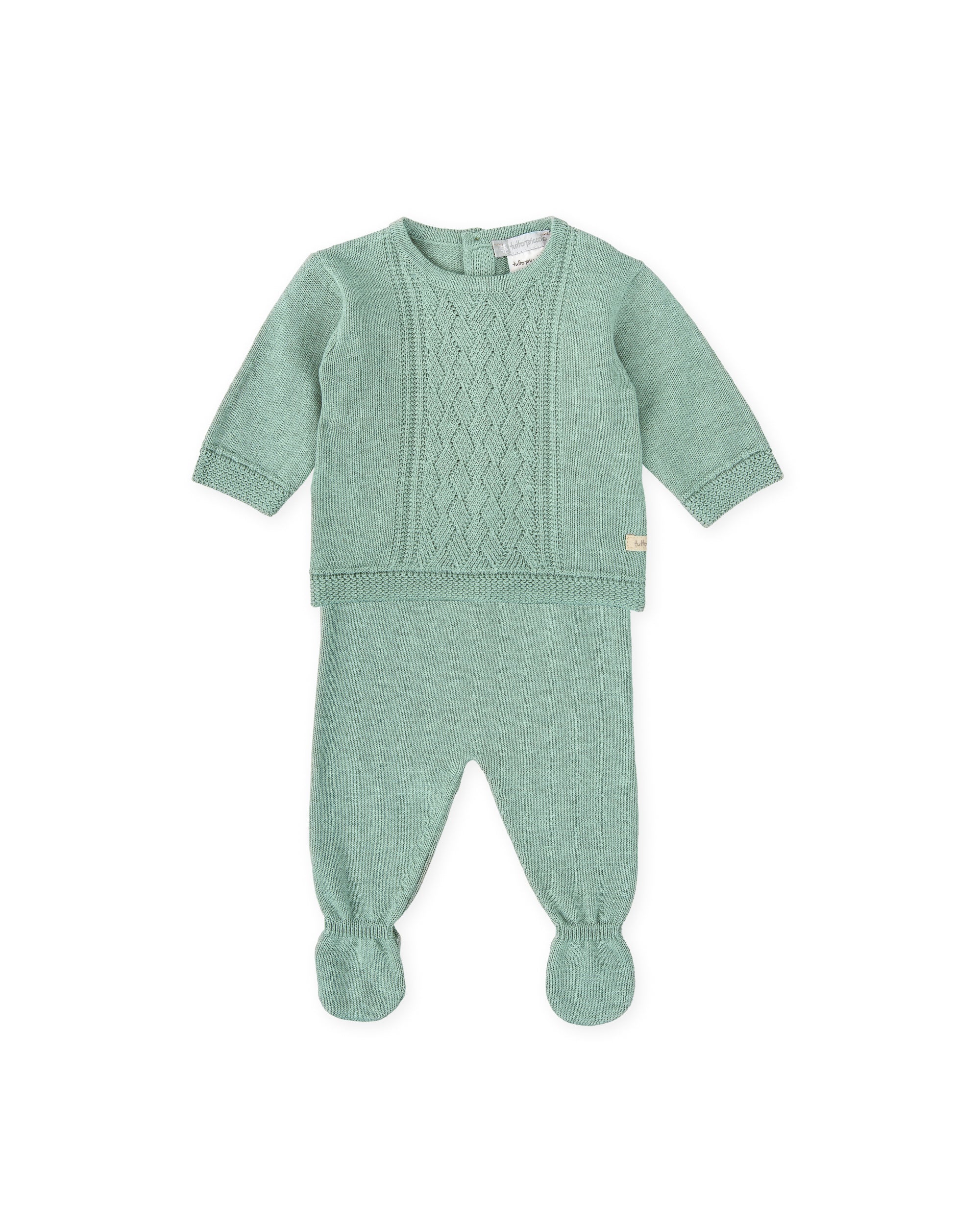 2 PCS PYJAMA WITH FEET GREEN