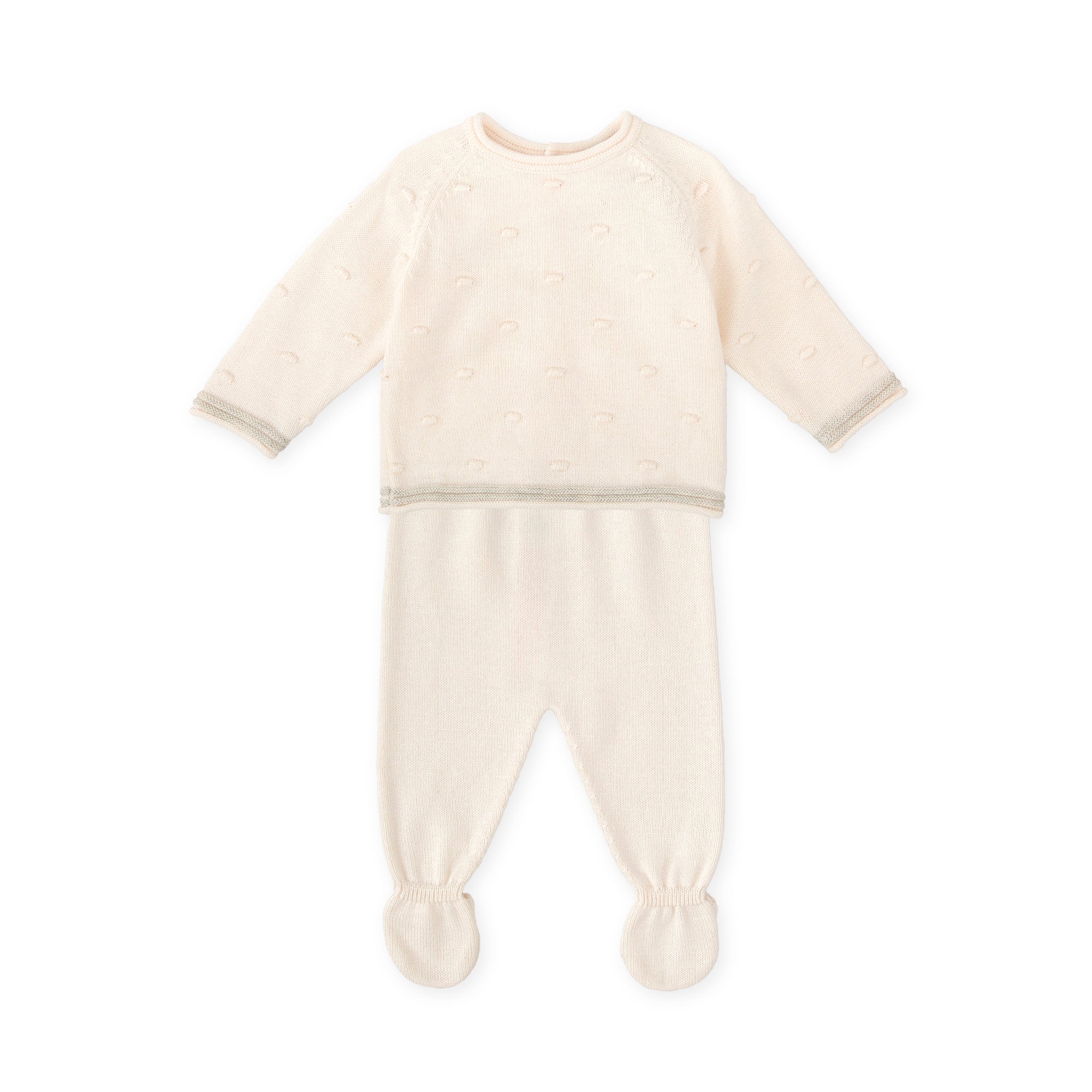 2 PCS PYJAMA WITH FEET ECRU