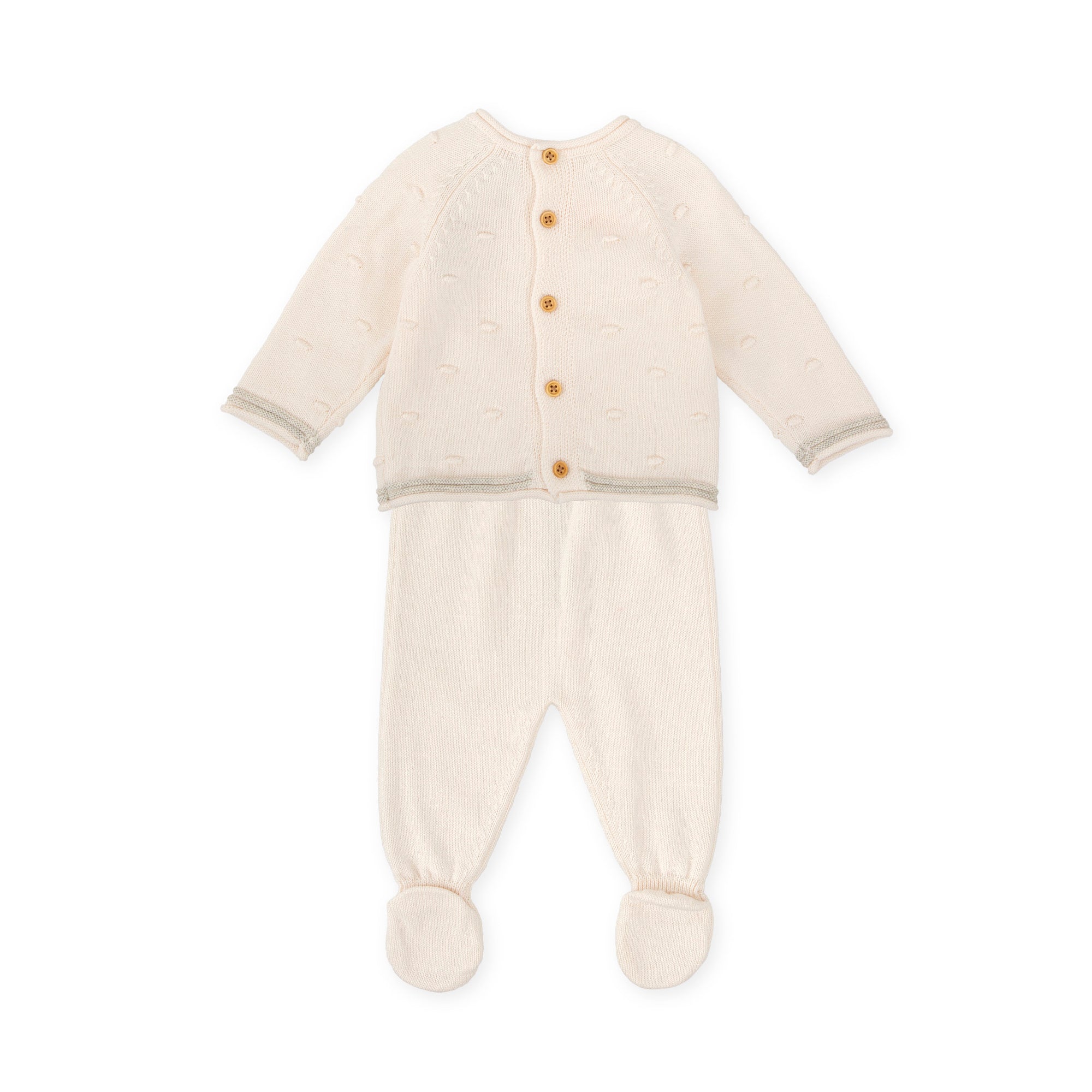 2 PCS PYJAMA WITH FEET ECRU
