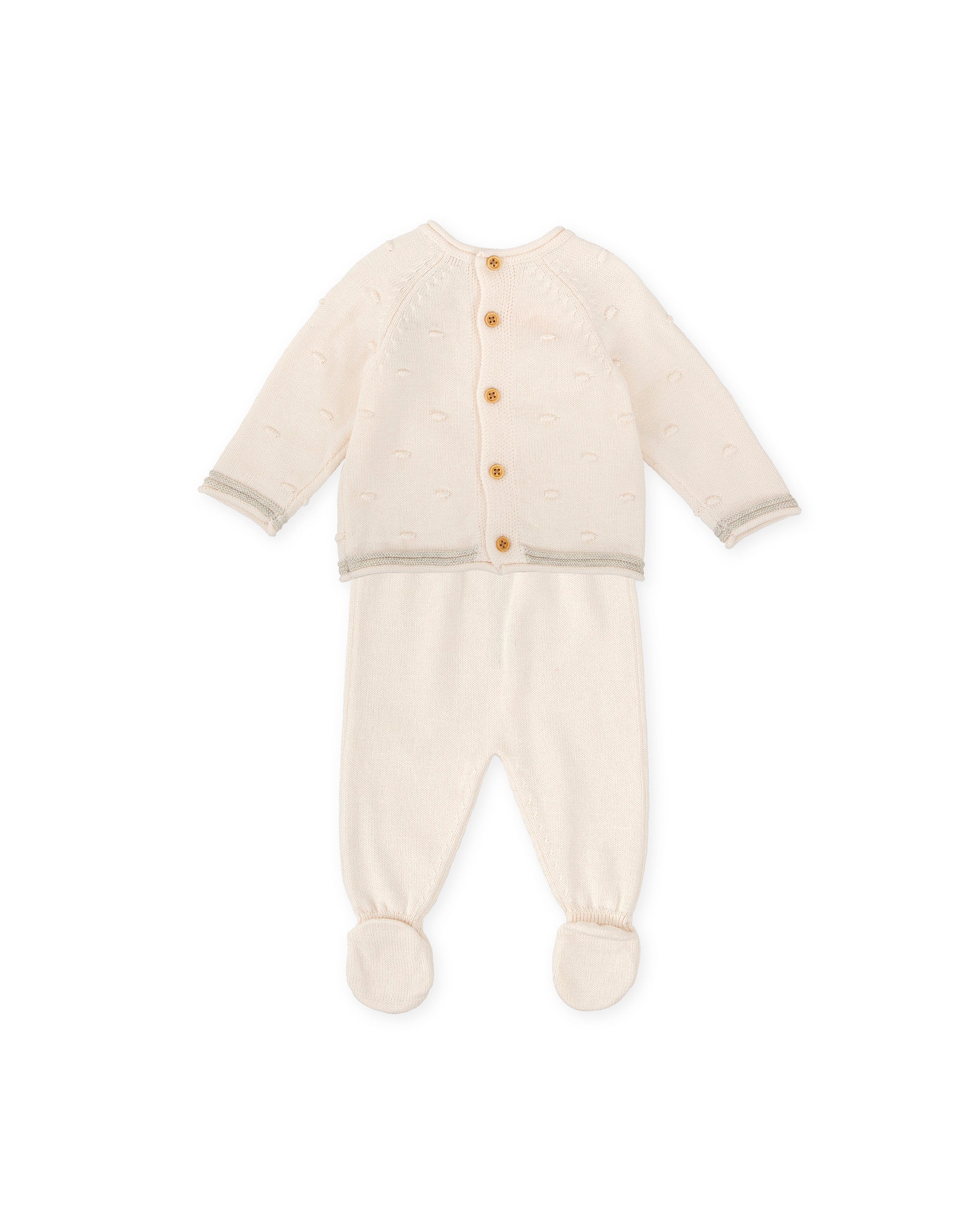 2 PCS PYJAMA WITH FEET ECRU