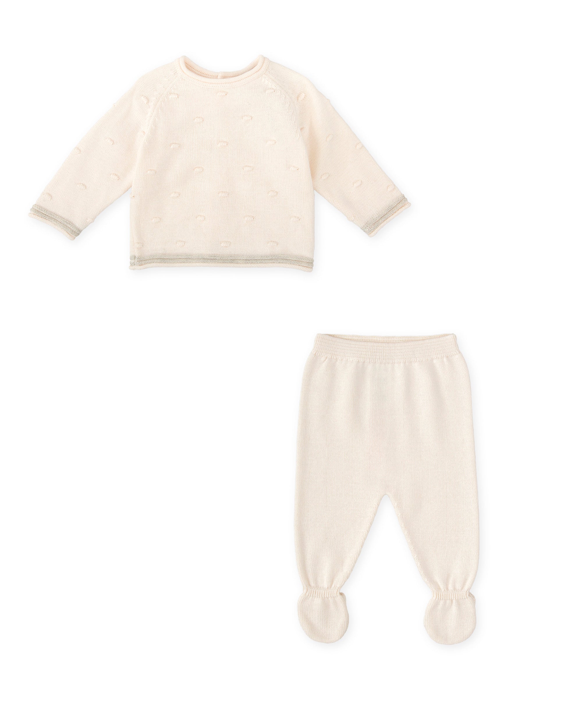2 PCS PYJAMA WITH FEET ECRU