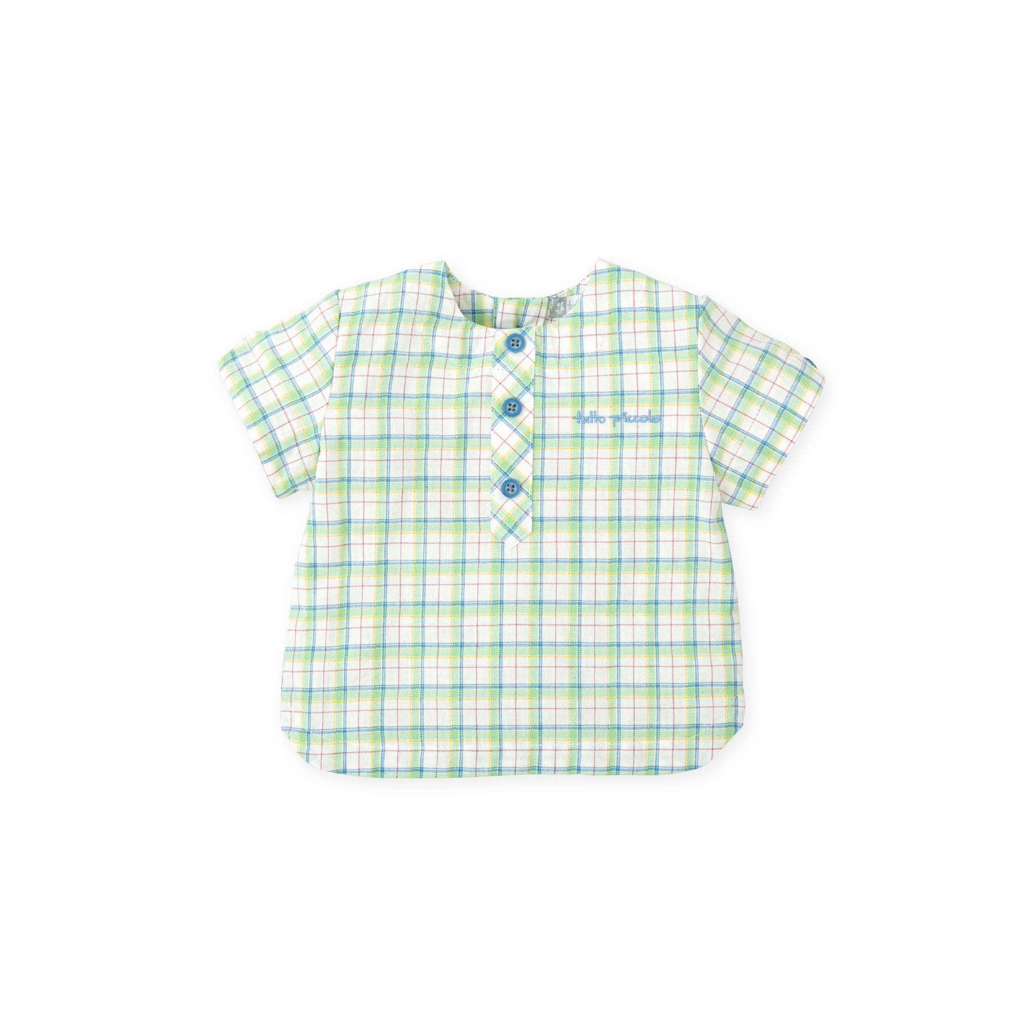 Baby Boy Plaid Shirt – Short-Sleeve Buttoned Shirt | 100% Cotton