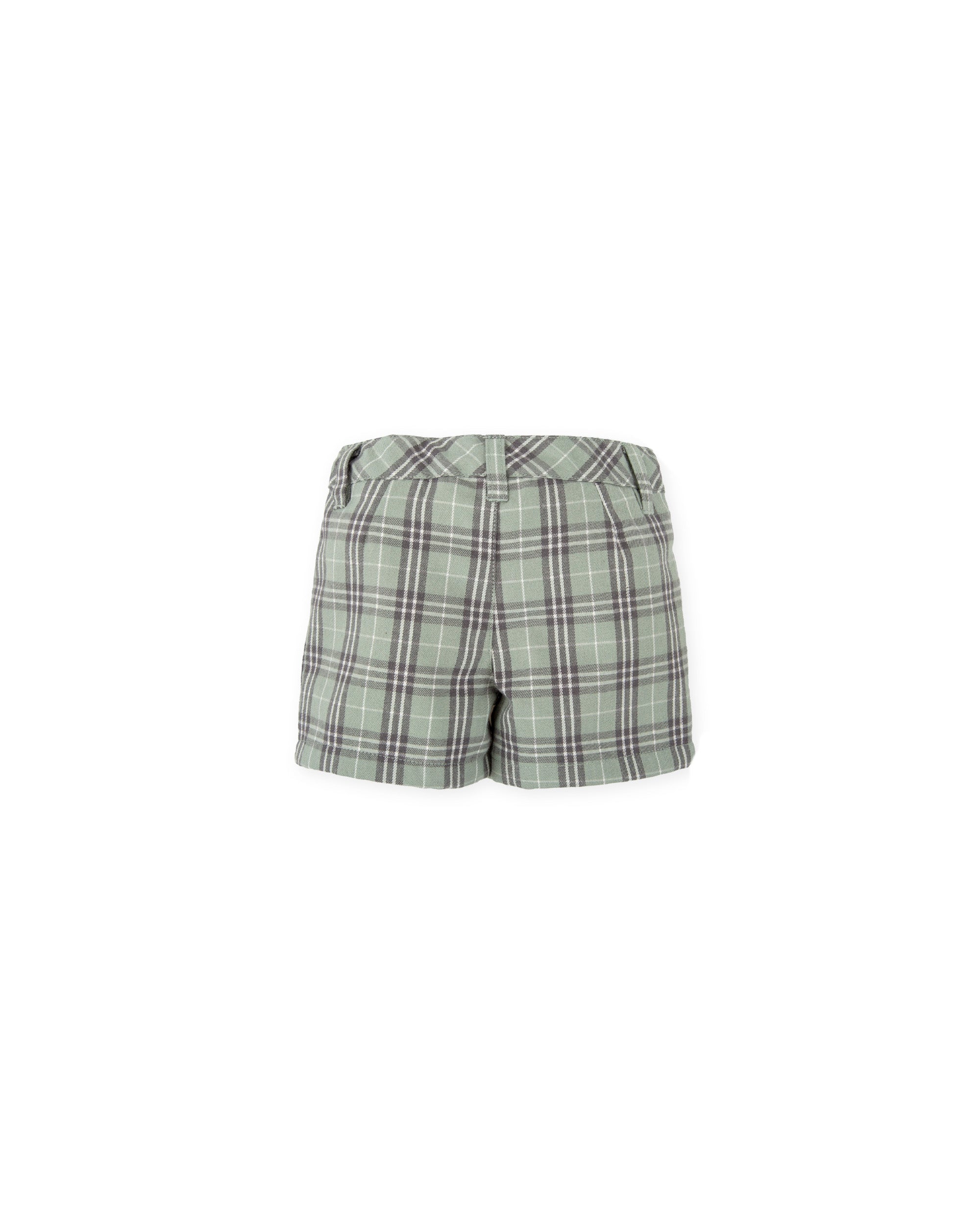 GREEN & GRAY PLAID FLANNEL SHORTS