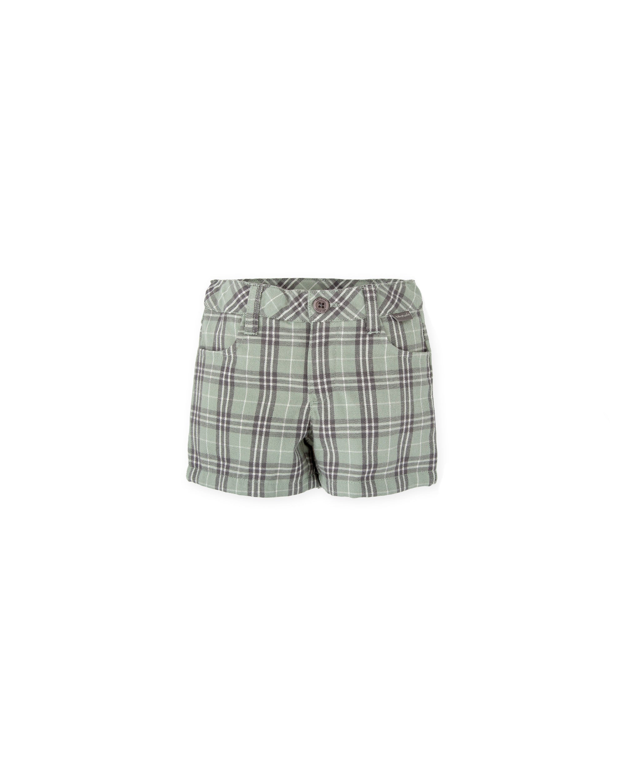 GREEN & GRAY PLAID FLANNEL SHORTS