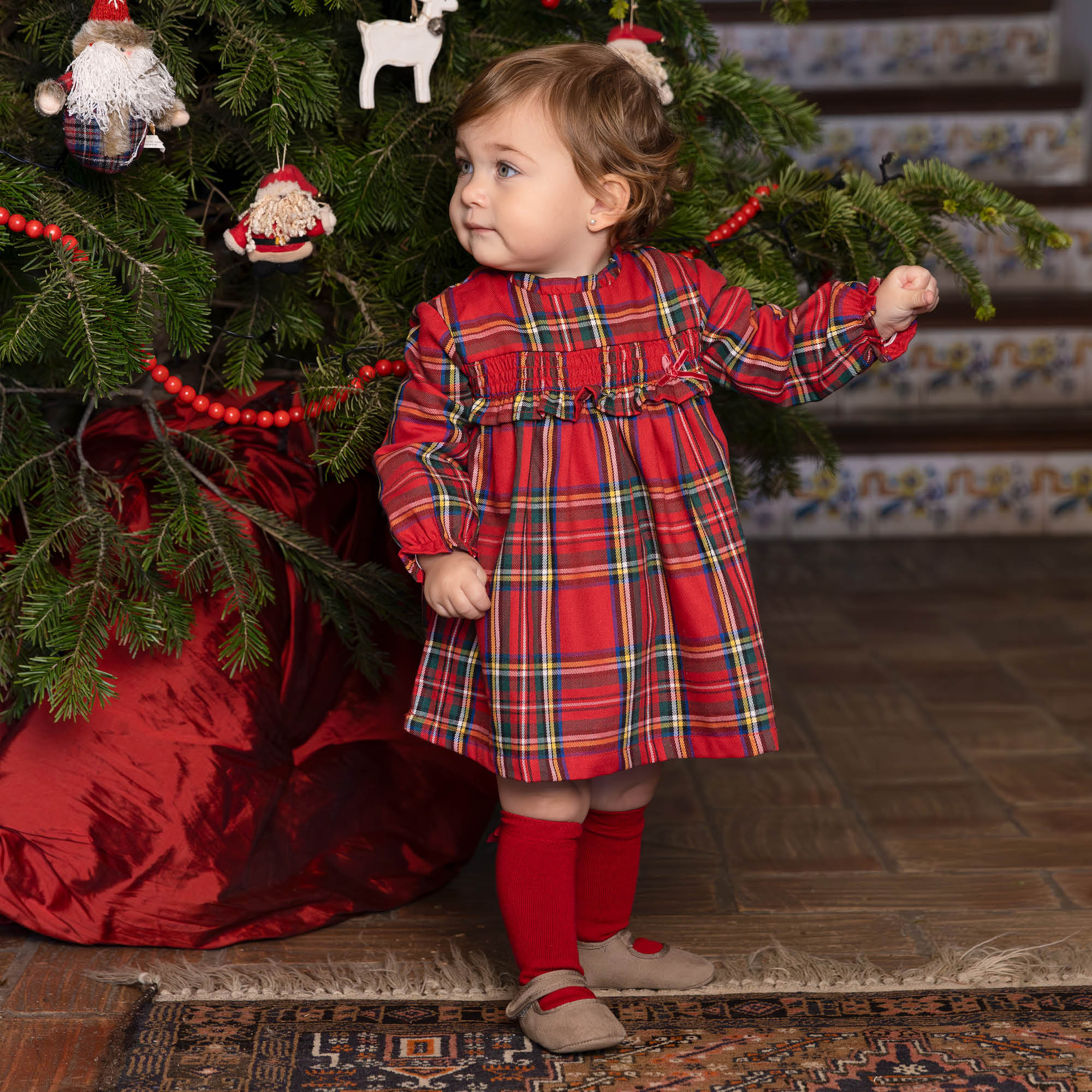 red plaid infant dress Classic Plaid Girls Dress in Red- Infant Girls (12M)
