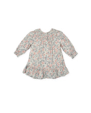 LONG SLEEVES & SMOCKED YOKE DRESS WITH FLORAL PRINT