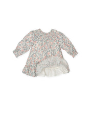 LONG SLEEVES & SMOCKED YOKE DRESS WITH FLORAL PRINT