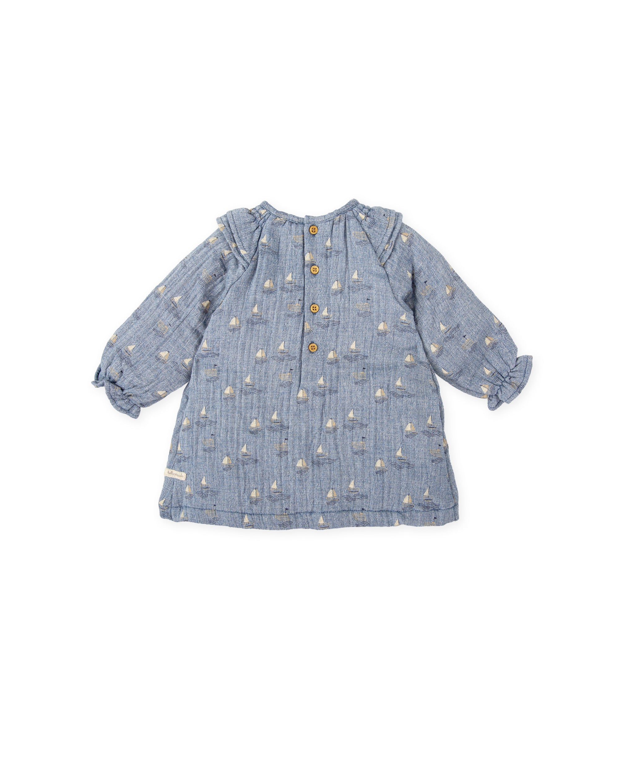 BLUE DRESS SAILBOAT PRINT DRESS