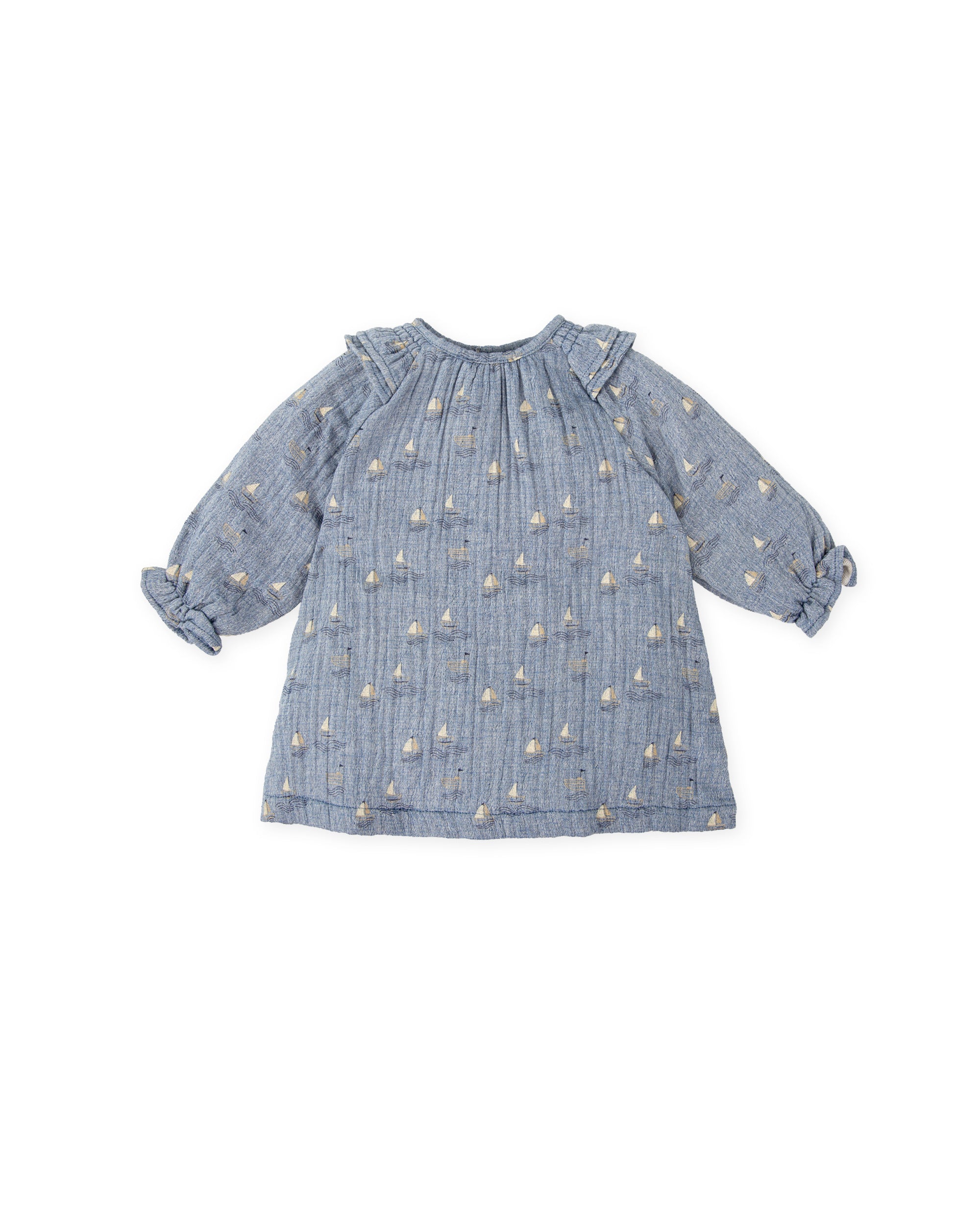 BLUE DRESS SAILBOAT PRINT DRESS