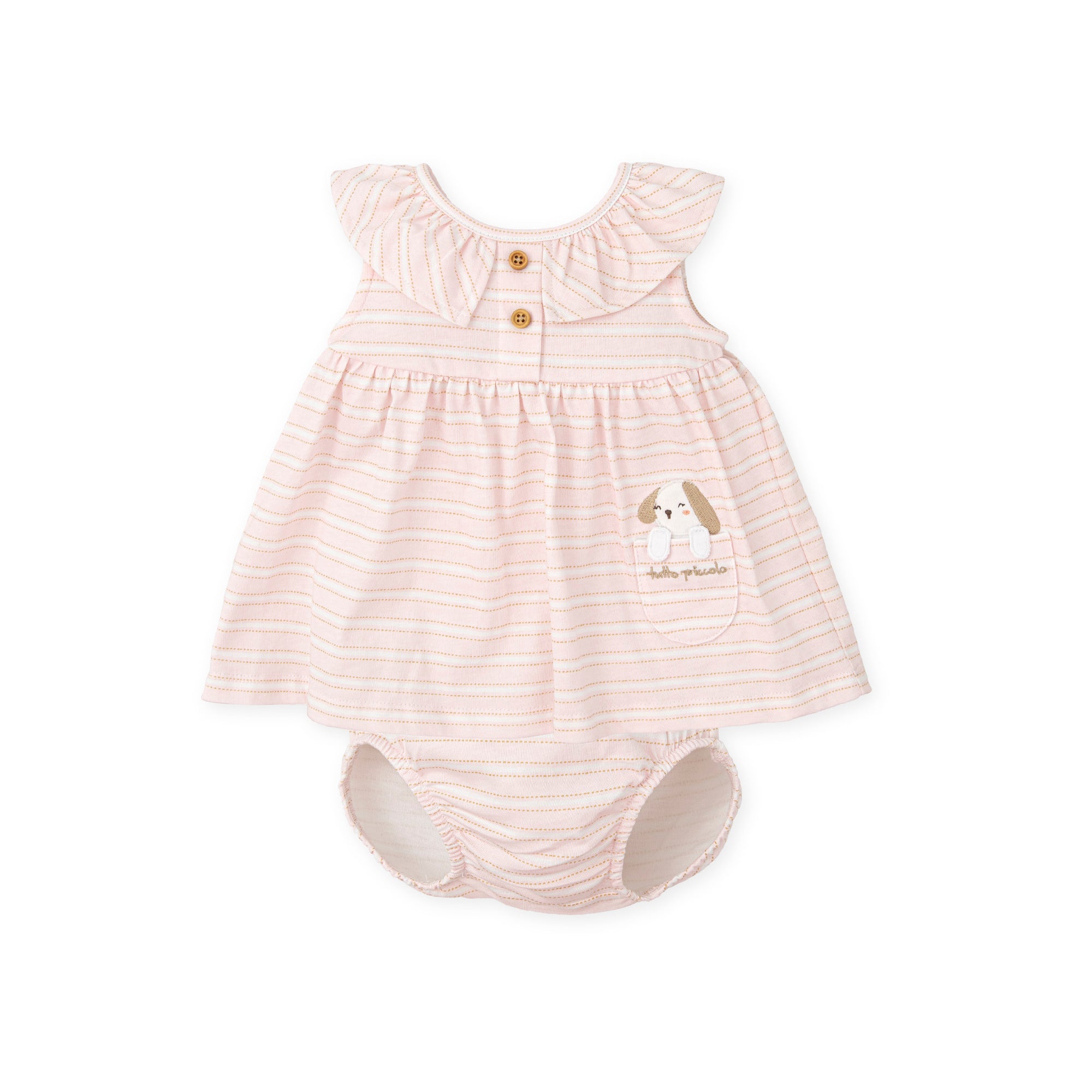 Puppy Appliqué Baby Dress Set – Pink | 100% Cotton