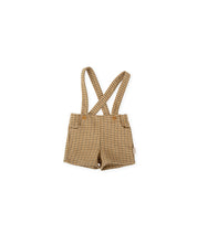 BROWN HOUNDSTOOTH SUSPENDER SHORTS