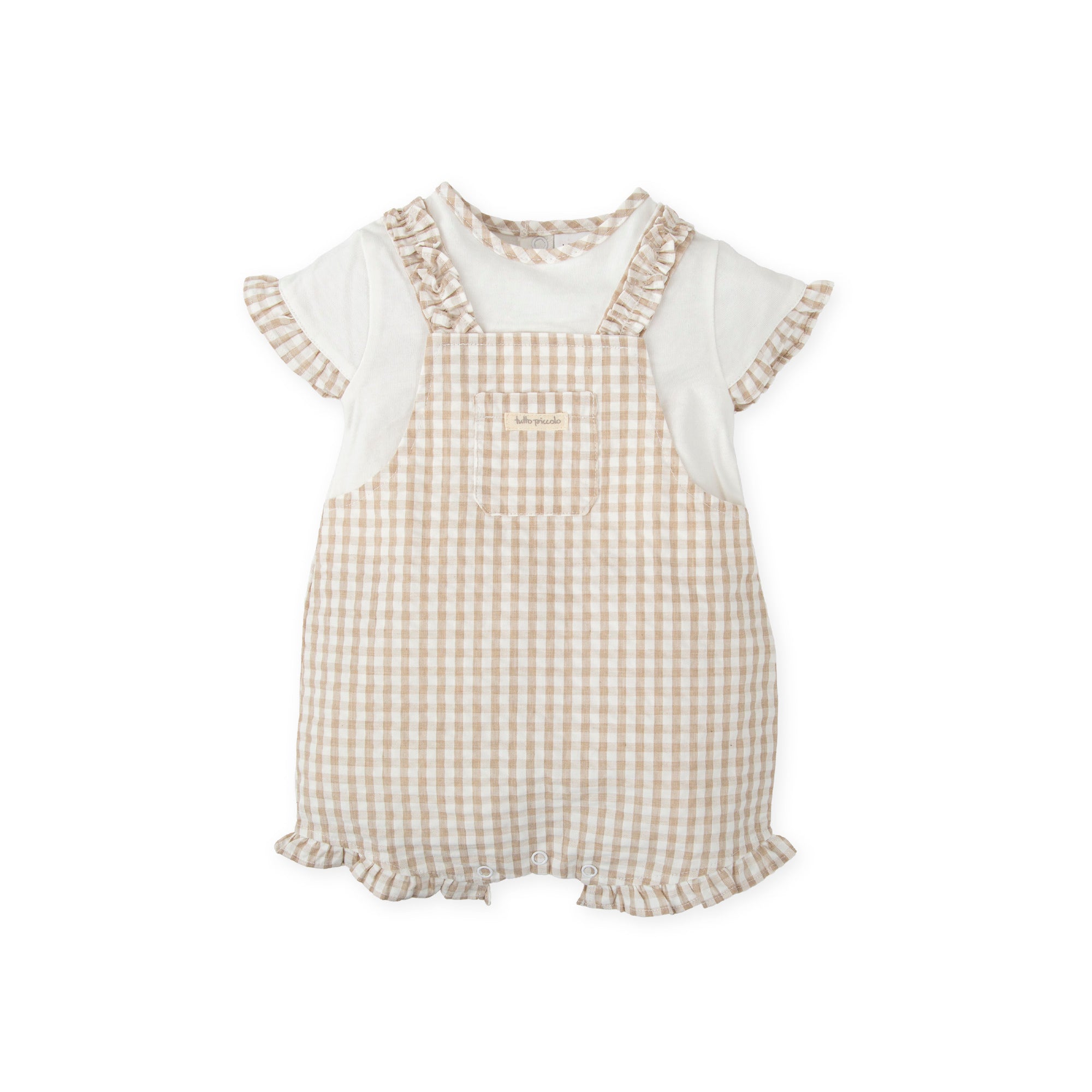 Gingham Baby Romper – 100% Cotton | Two-Piece Look in One