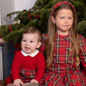 BABY KNIT & PLAID TARTAN ROMPER