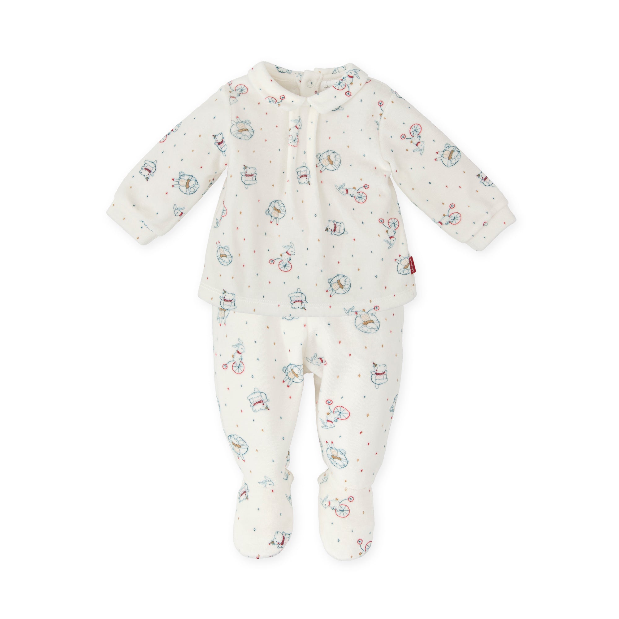 2 PCS PYJAMA WITH FEET OFF WHITE