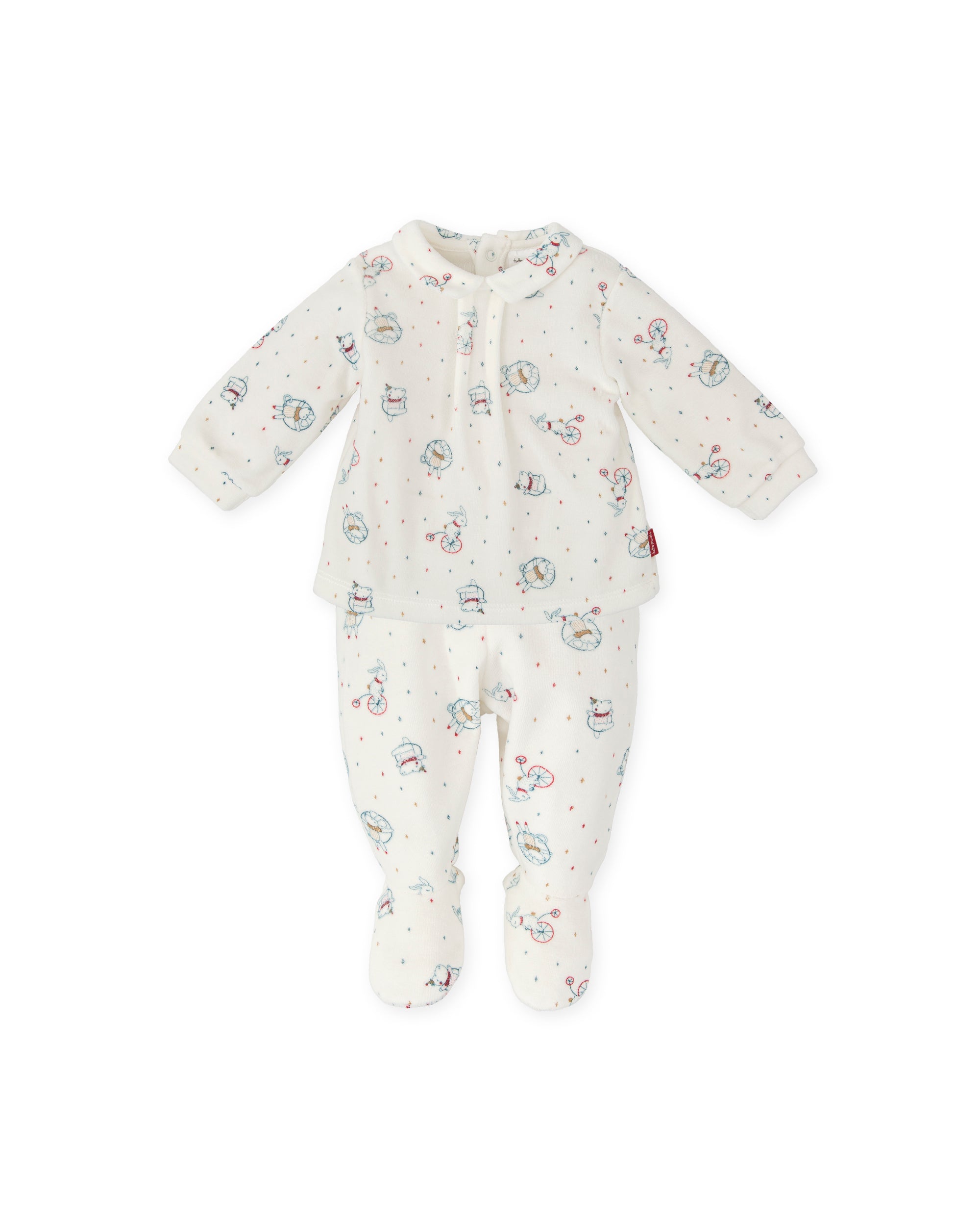 2 PCS PYJAMA WITH FEET OFF WHITE