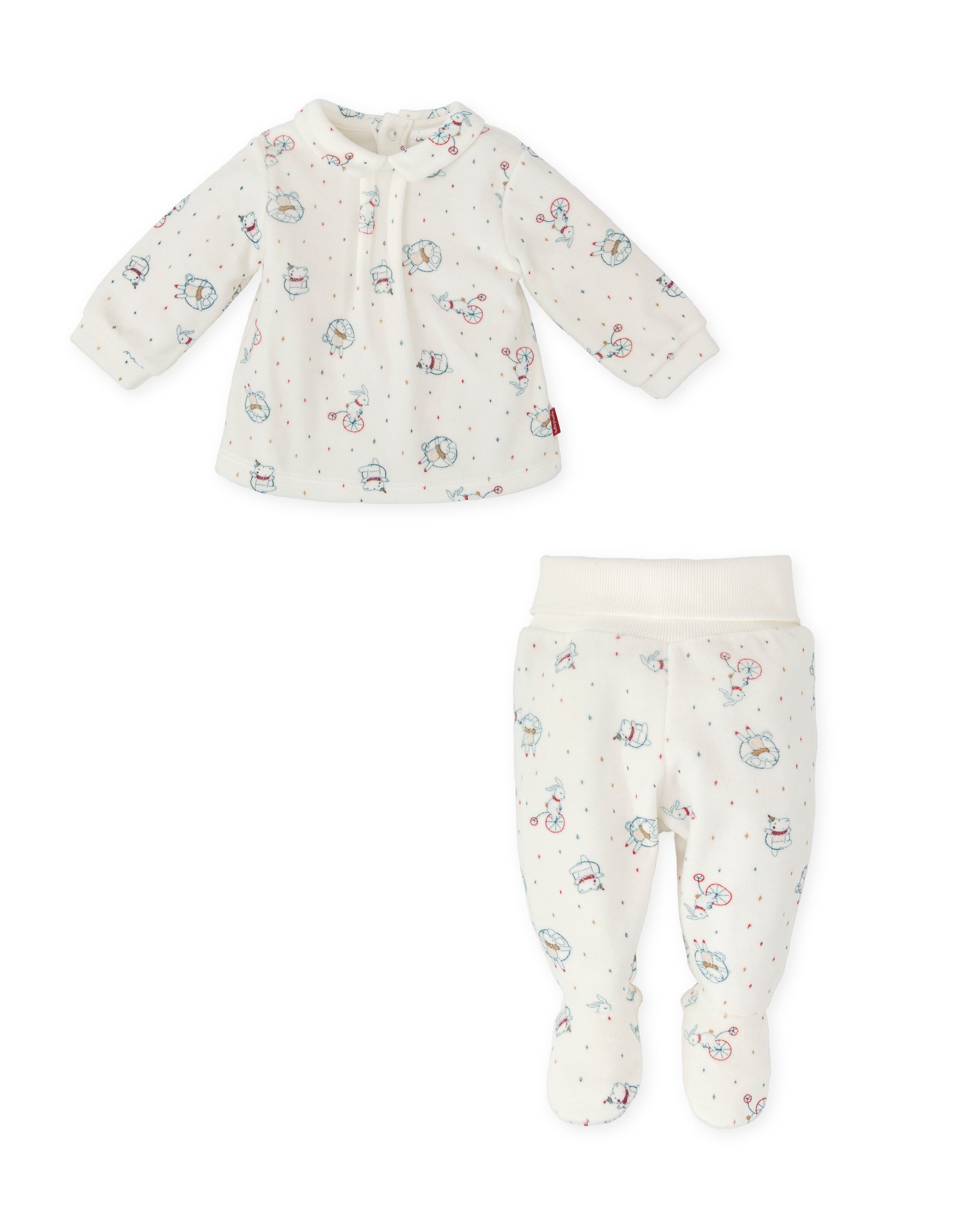 2 PCS PYJAMA WITH FEET OFF WHITE