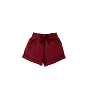 VELVET-BOW SHORTS IN BURGUNDY
