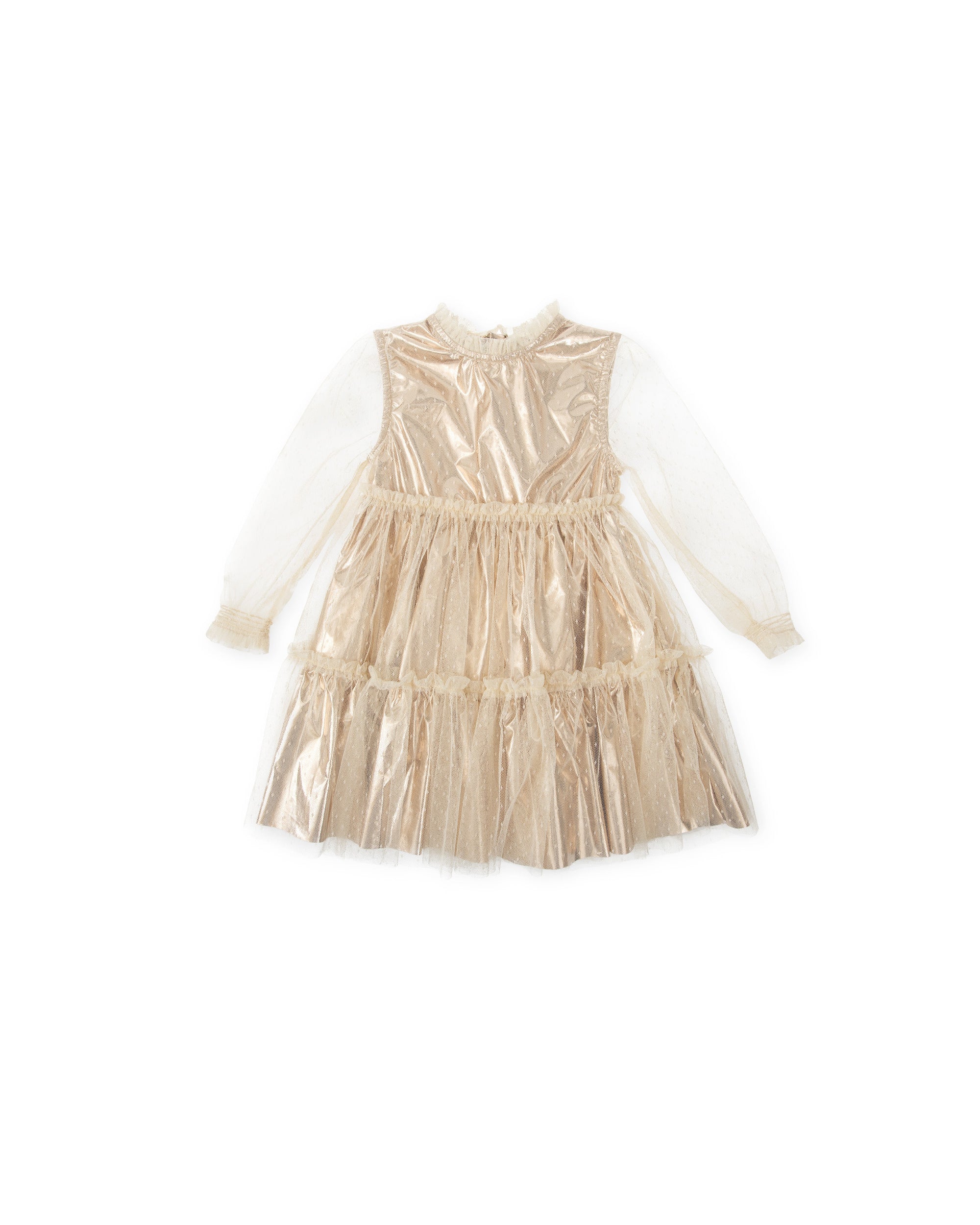 TULLE DRESS WITH METALLIC GOLD LINING