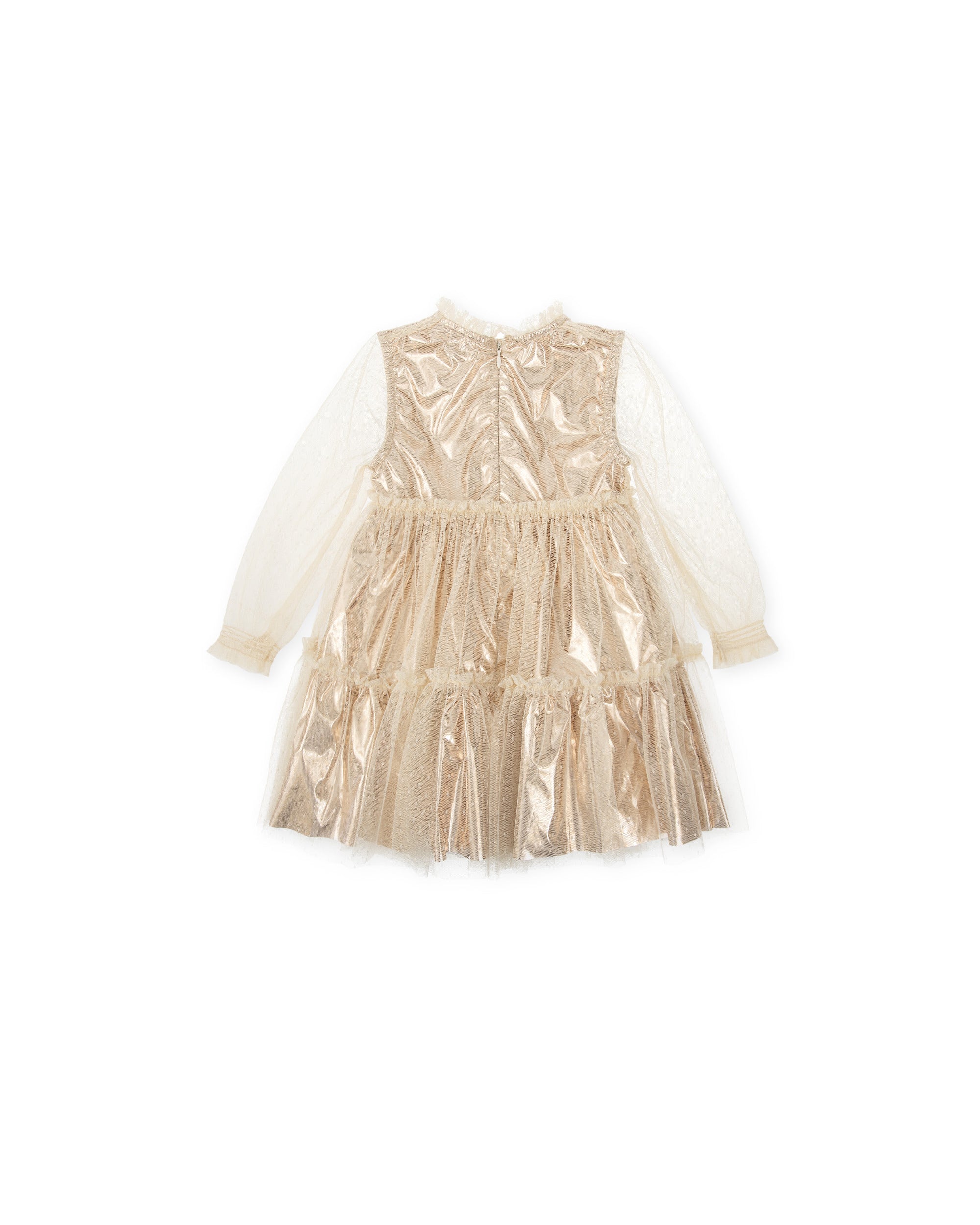 TULLE DRESS WITH METALLIC GOLD LINING