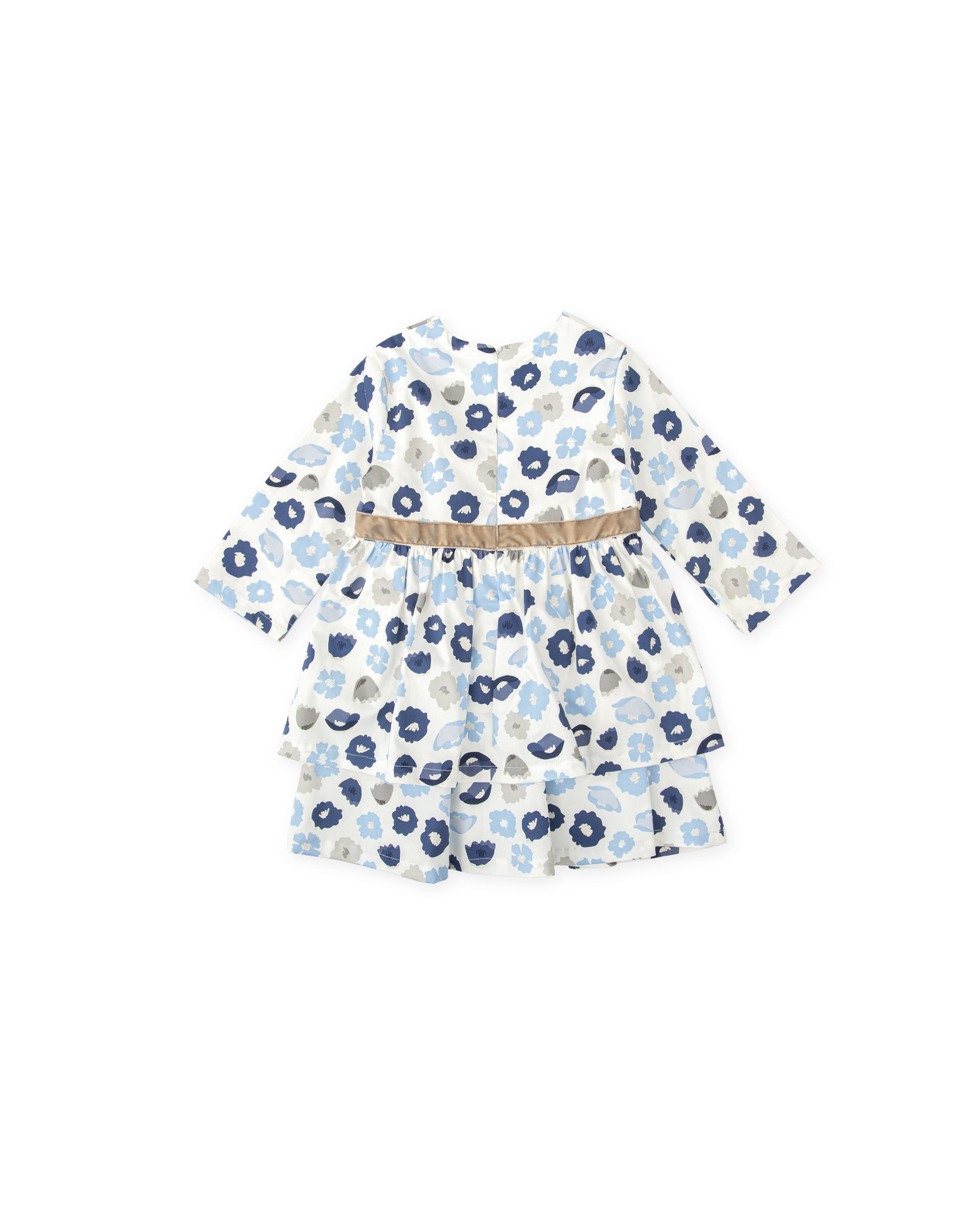 BLUE FLORAL PRINT DRESS IN SATIN