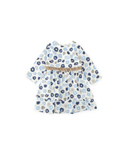 BLUE FLORAL PRINT DRESS IN SATIN