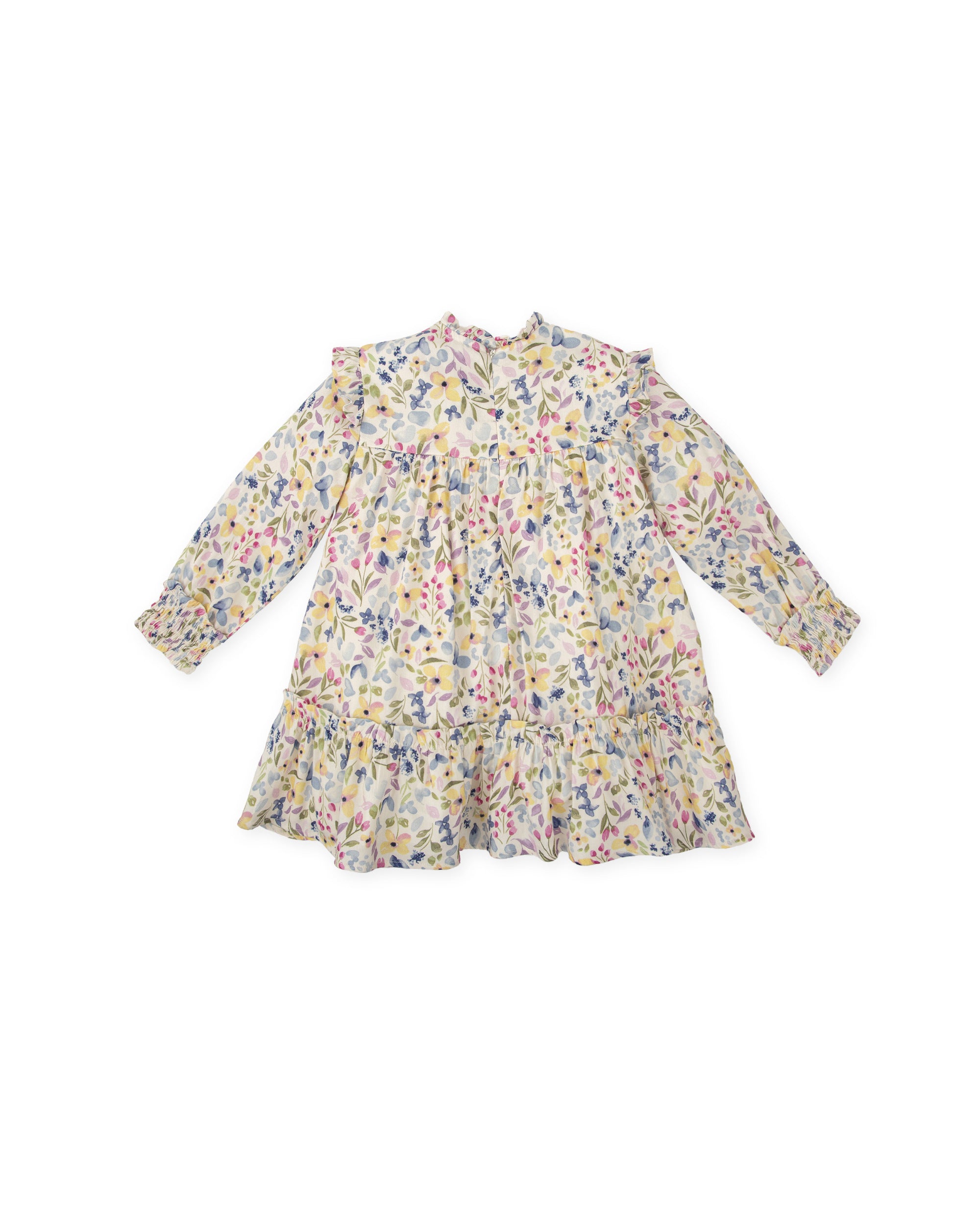 FLORAL LONG SLEEVE DRESS WITH PURPLE PRINT