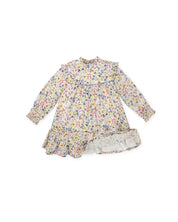 FLORAL LONG SLEEVE DRESS WITH PURPLE PRINT