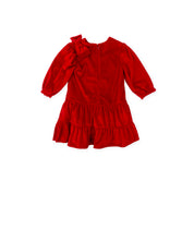 VELVET RED DRESS WITH BOW