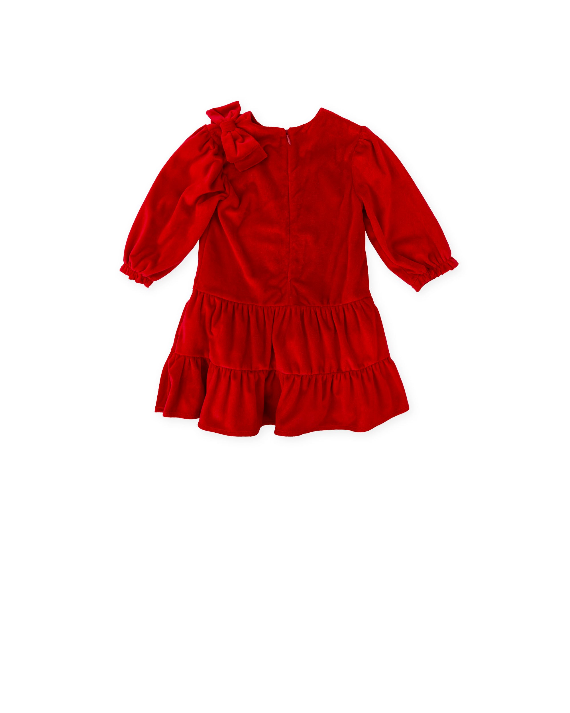VELVET RED DRESS WITH BOW