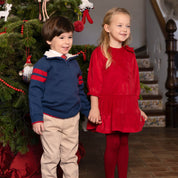 VELVET RED DRESS WITH BOW