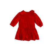 VELVET RED DRESS WITH BOW
