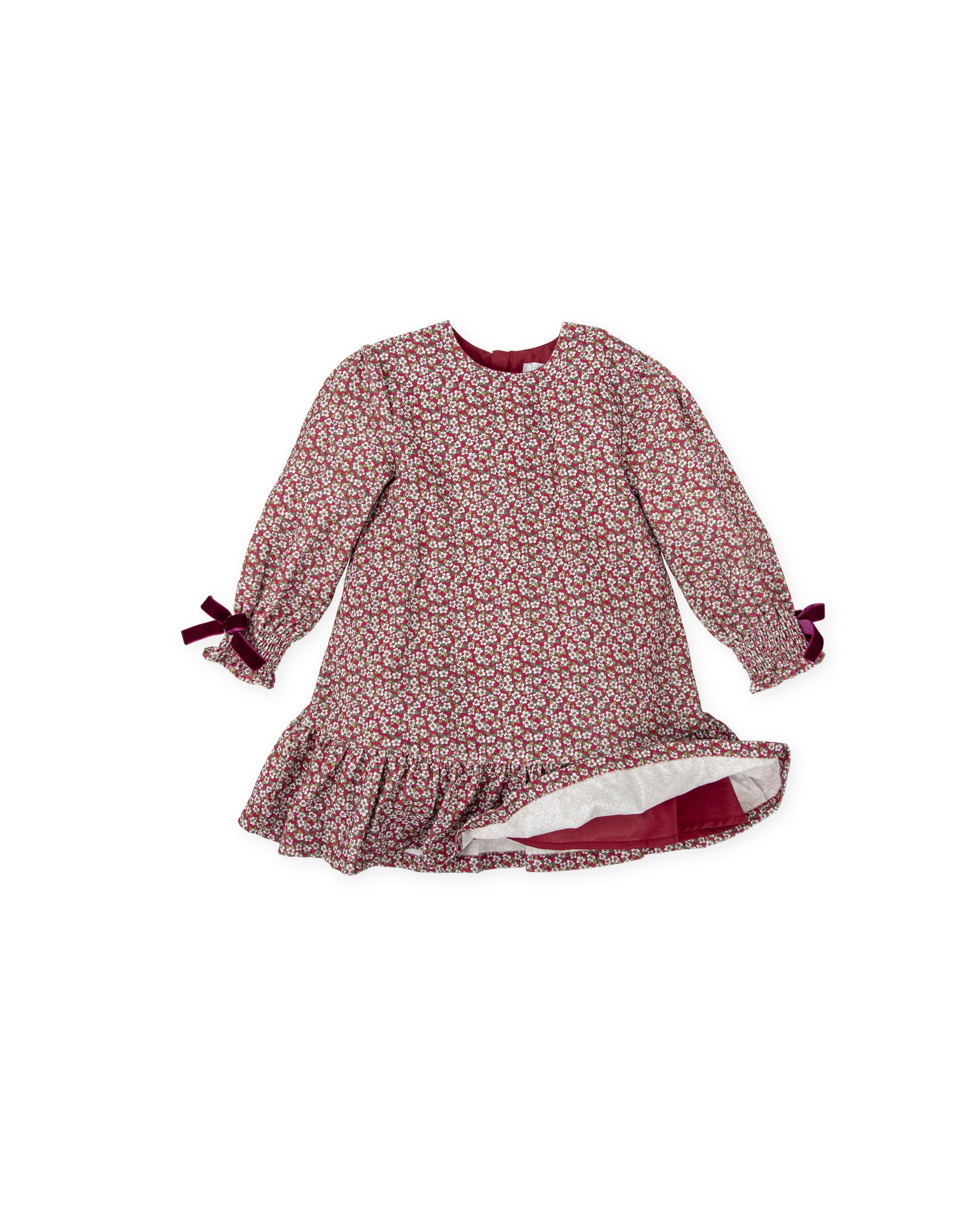 BABY DRESS IN BURGUNDY FLORAL