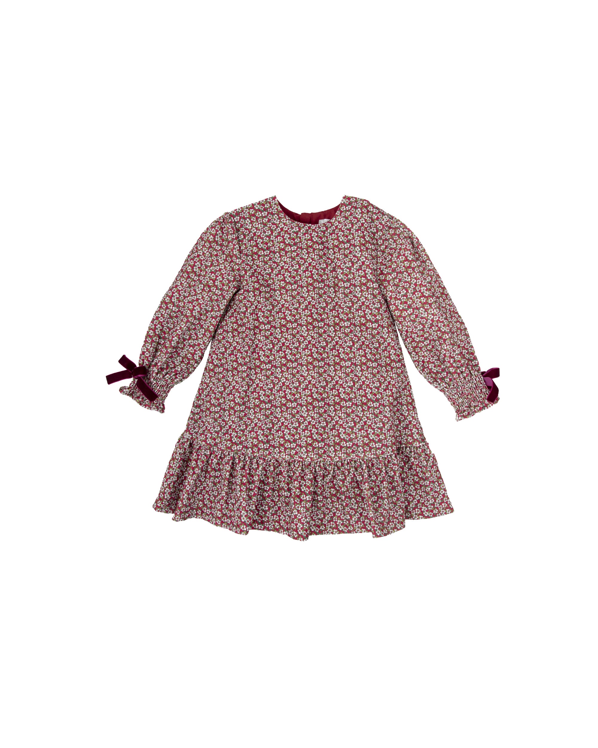 BABY DRESS IN BURGUNDY FLORAL