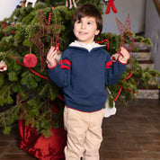 NAVY & RED KNIT SWEATER