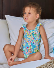 SWIMSUIT AQUAMARINE | Turquoise Pineapple Print | Ruffled & Sun-Ready