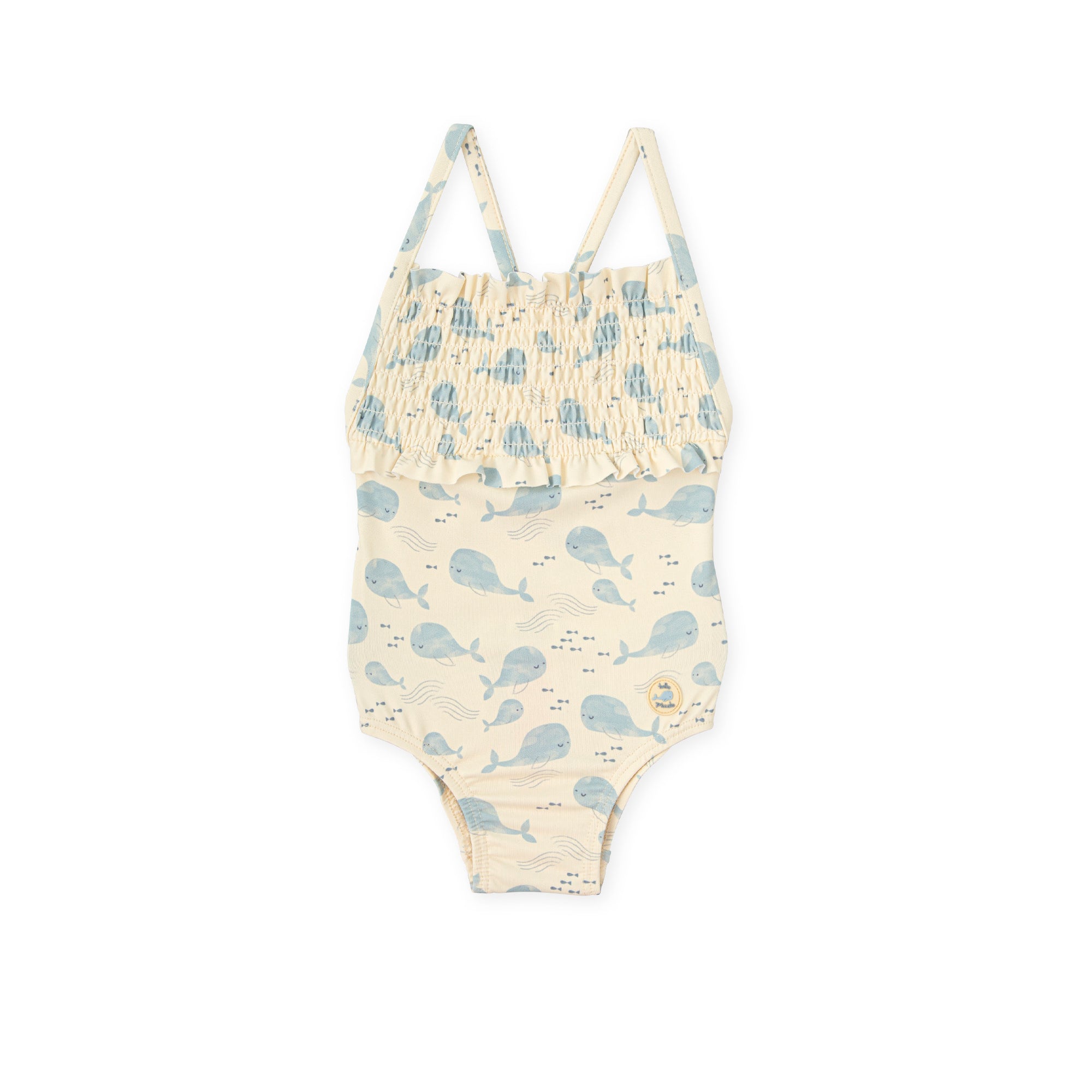 Whale Print Smocked Swimsuit – Pale Yellow | Tutto Piccolo